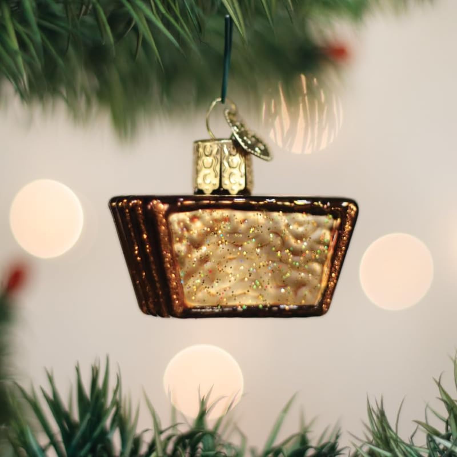 Old World Christmas Peanut Butter Cup Glass Blown Ornament for Christmas Tree, Handcrafted Holiday Decoration, Candy Collection