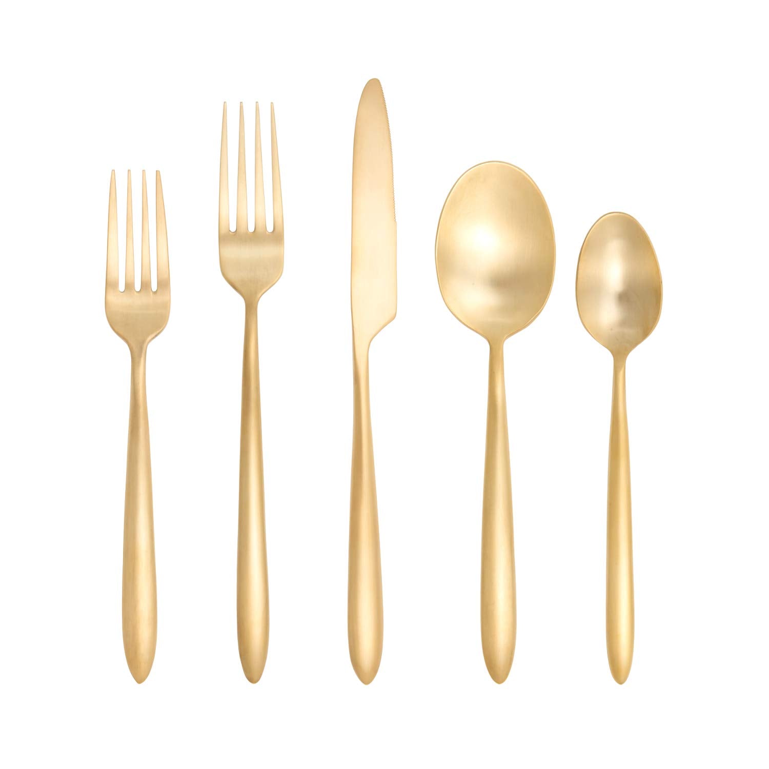 Fortessa Velo Brushed Flatware Set, 5-Piece, Brushed Gold