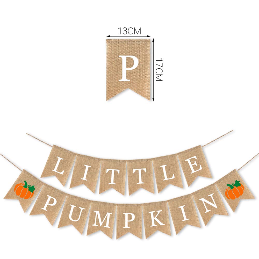 7-Gost Burlap Little Pumpkin Banner Fall Autumn Baby Shower Party Birthday Garland Supplies