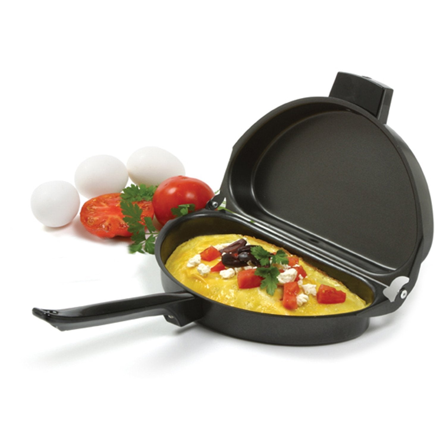 Norpro Nonstick Omelet Pan, One-Size, Black, Model 664, Durable Non-Stick Material