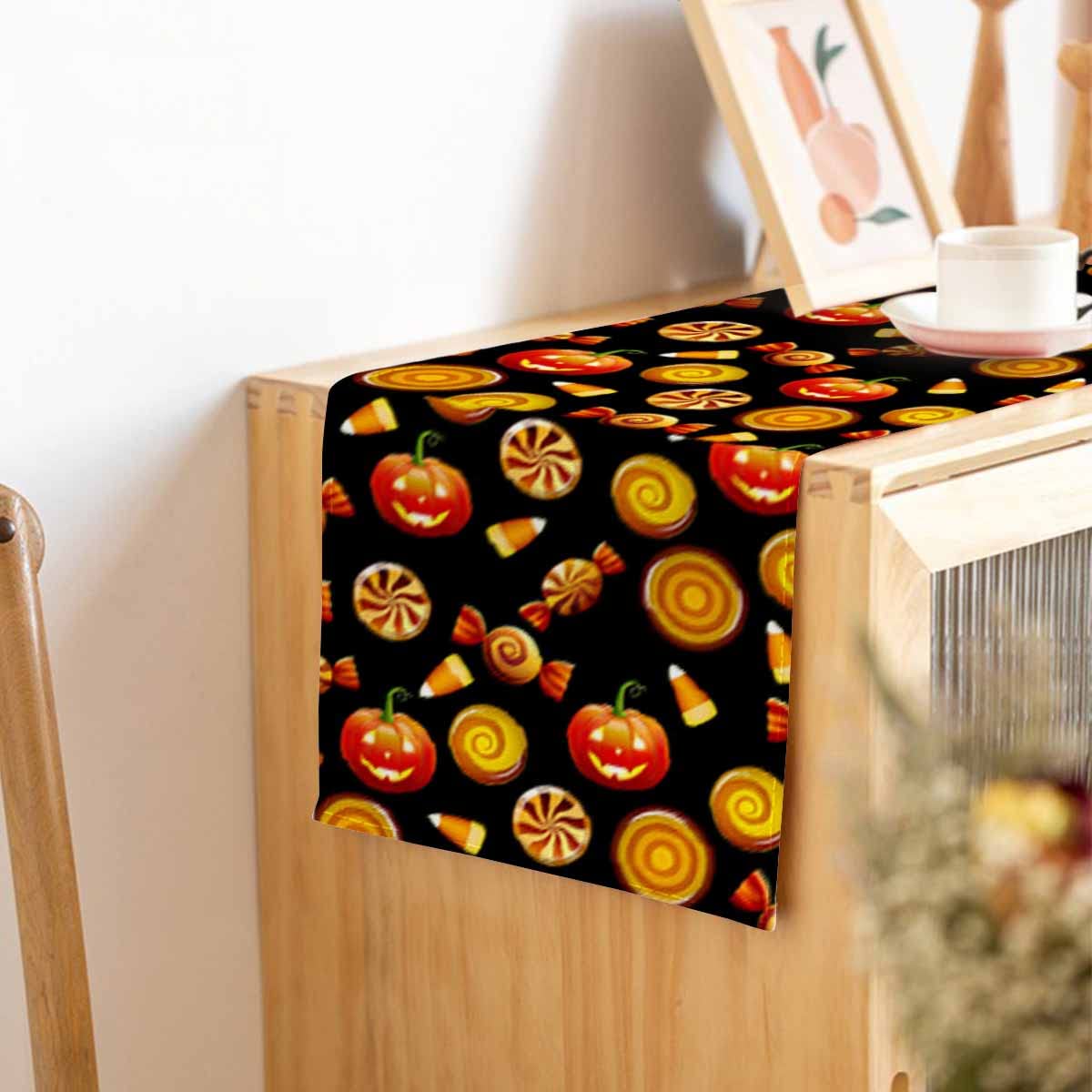Hosnye Table Runner Halloween Sweets Candy Corn Pumpkins,Cotton Linen Table Runner Decoration For Kitchen Family Dinner Table Ho