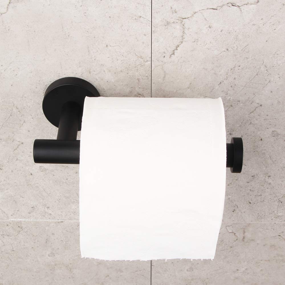 Bathroom Hardware Accessories Sets Black Matte Sus304 Stainless Steel Bath Shower Set 3-Pieces(Robe Hook Toilet Paper Holder Tow