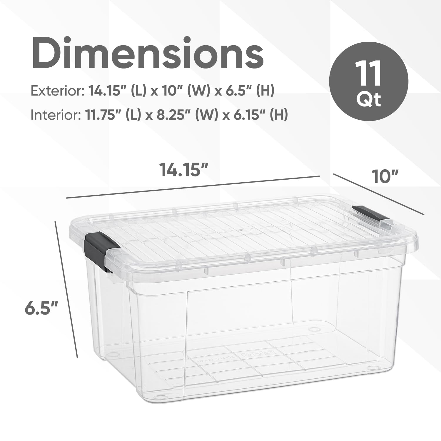 Superio Clear Storage Box With Lid, 11 Quart Plastic Container Bins For Organizing, Stackable Crates, Bpa Free, Non Toxic, Odor