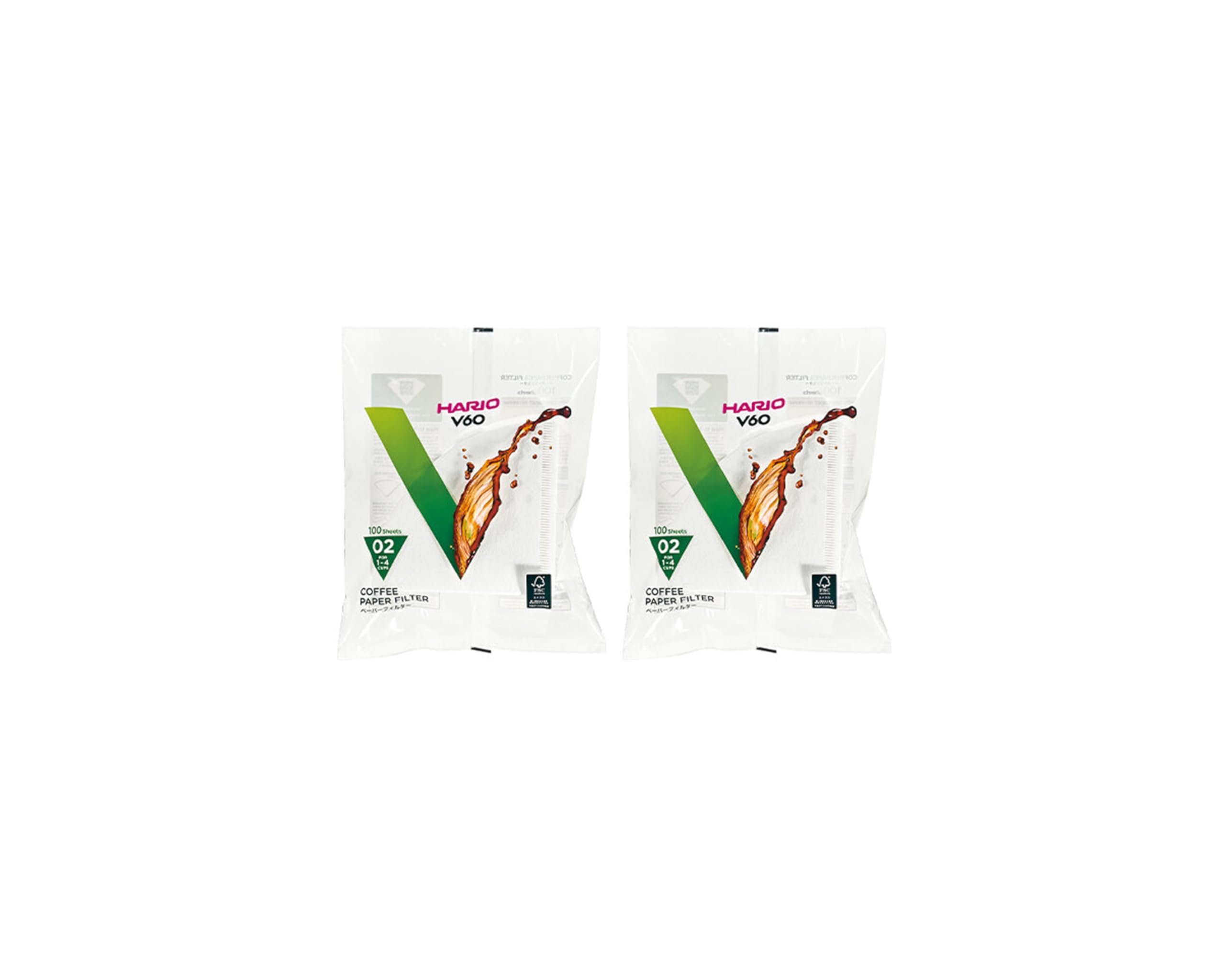 Hario V60 Paper coffee Filters Single Use Pour Over cone Filters Size 02 White  100 count  2-pack