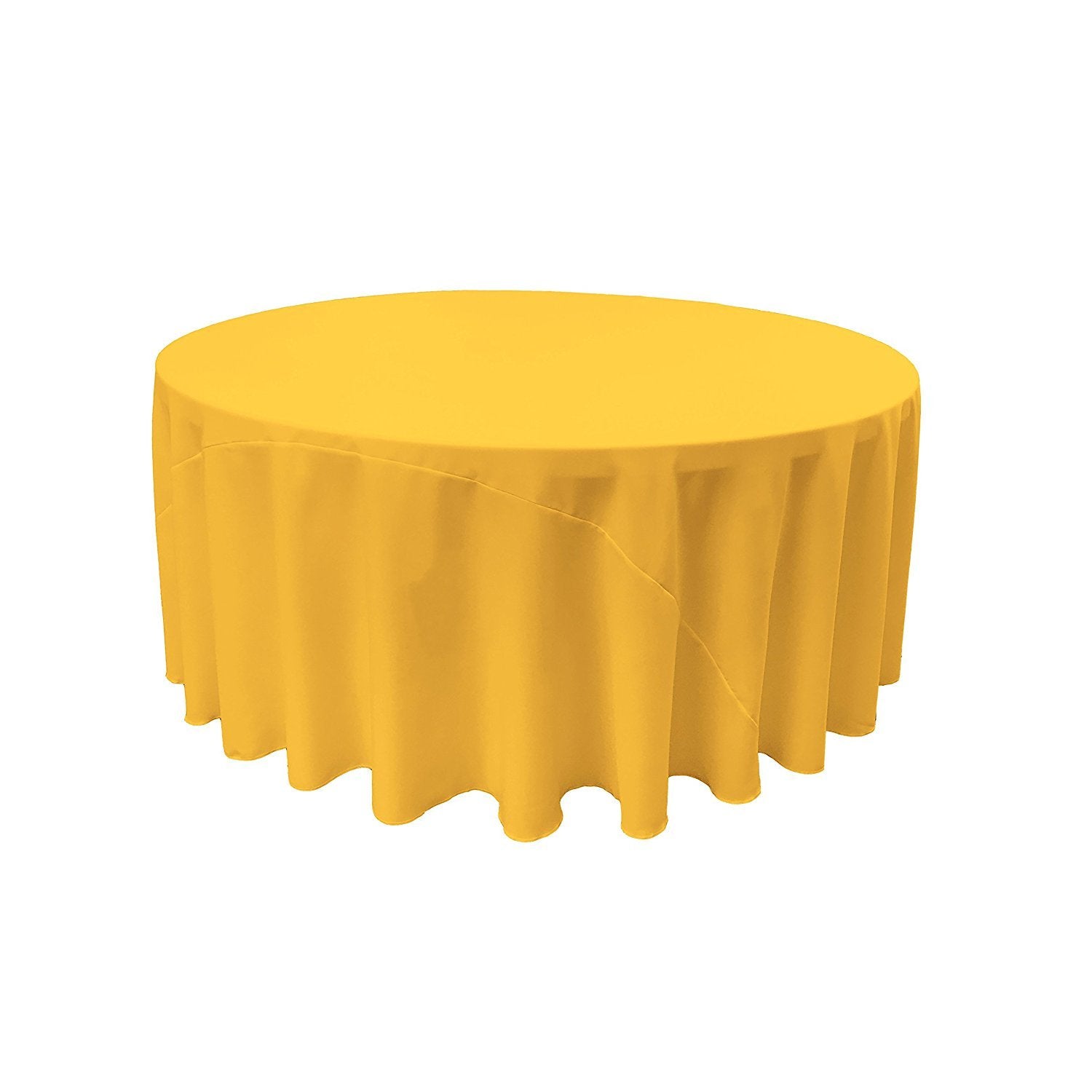 LA Linen Polyester Poplin Round Tablecloth, 132-Inch, Yellow