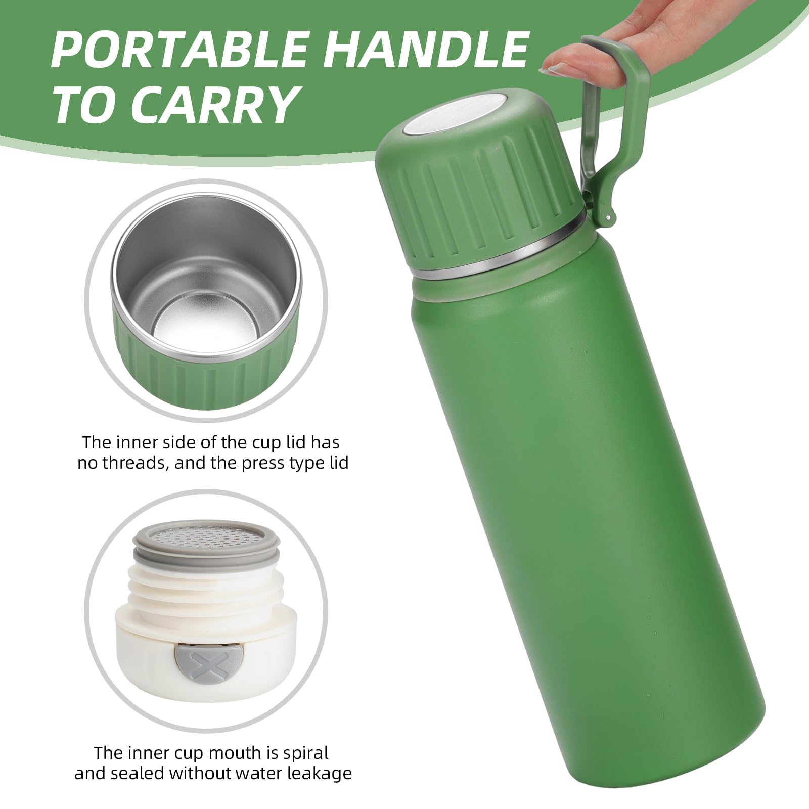 Mucr 750Ml/27 Oz Coffee Thermo With 3 Cups, Insulated Water Bottle, Stainless Steel Vacuum Flask Set For Hot And Cold Drinks, Gi