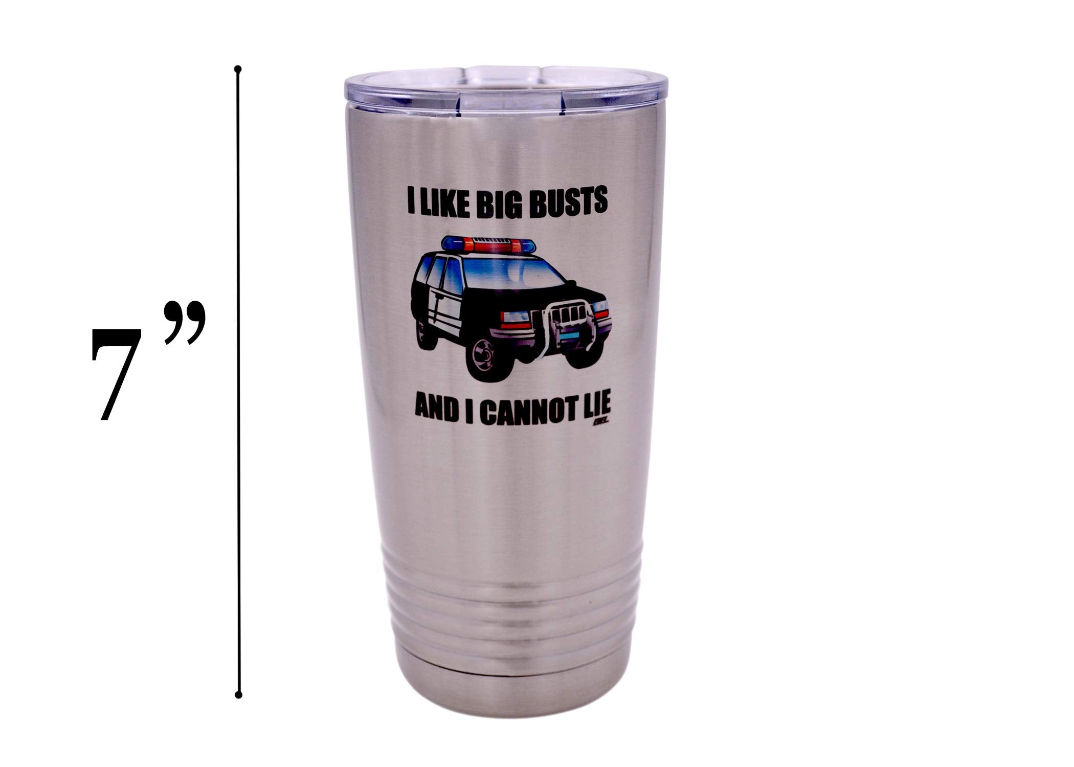 Rogue River Tactical Funny Police Officer Large 20 Ounce Travel Tumbler Mug Cup W/Lid I Like Big Busts Thin Blue Line Pd Gift
