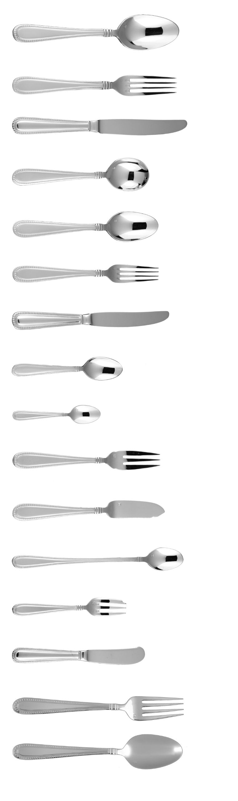 Fortessa Caviar 18/10 Stainless Steel Flatware Dessert/Oval Soup Spoon, Set Of 12,Silver