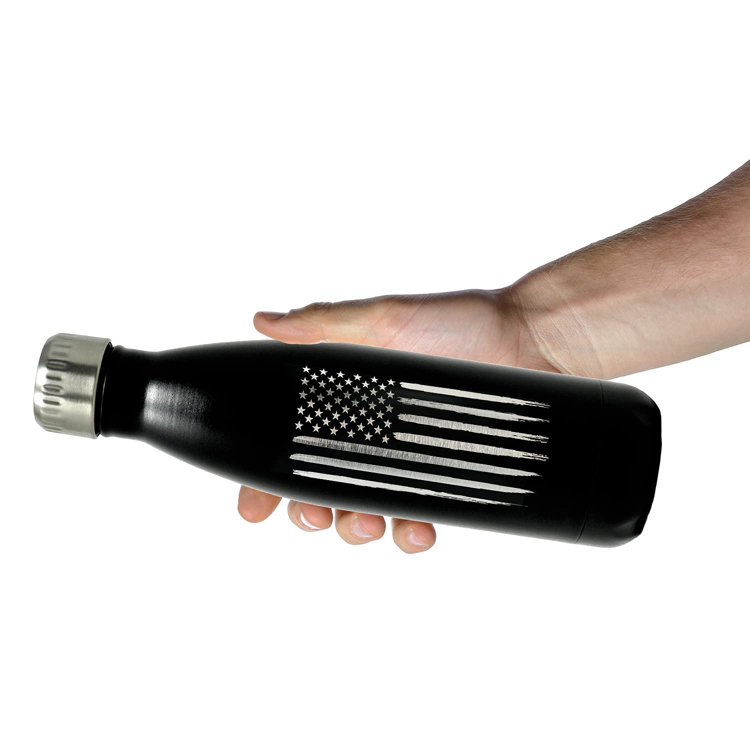 17oz American Flag Double Wall Vacuum Insulated Stainless Steel Flag Water Bottle - Great for Gym or Outdoor Sports Like Hiking Camping and Cycling