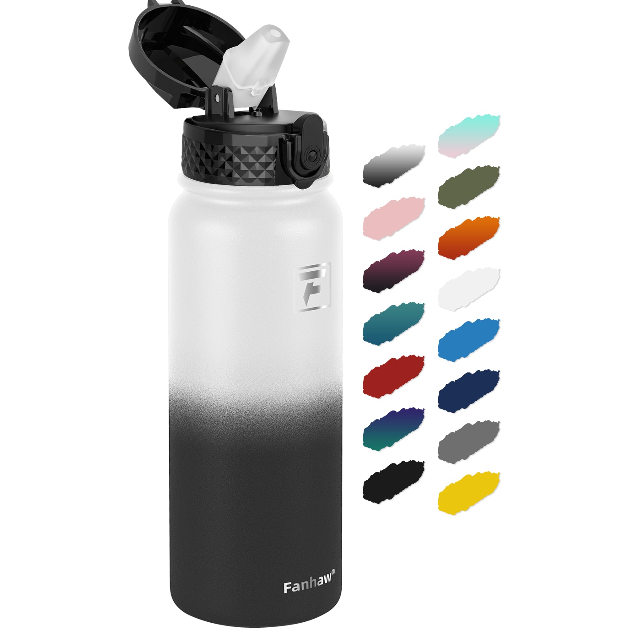 Fanhaw 20 oz Insulated Stainless Steel Water Bottle with Straw Lid, Leakproof & Anti-Dust Sports Bottle for Kids, Women & Men (W
