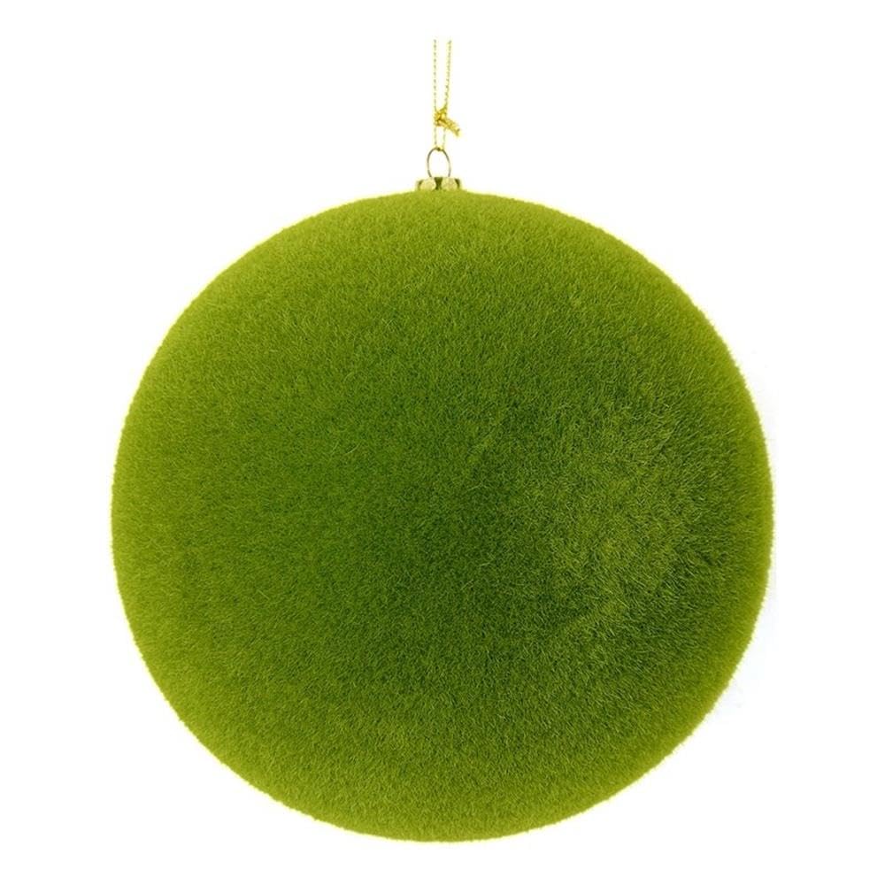 Vickerman 8 Christmas Ornament Flocked Ball, Moss Green Flocked Finish, Shatterproof Plastic, Holiday Christmas Tree Decoration,