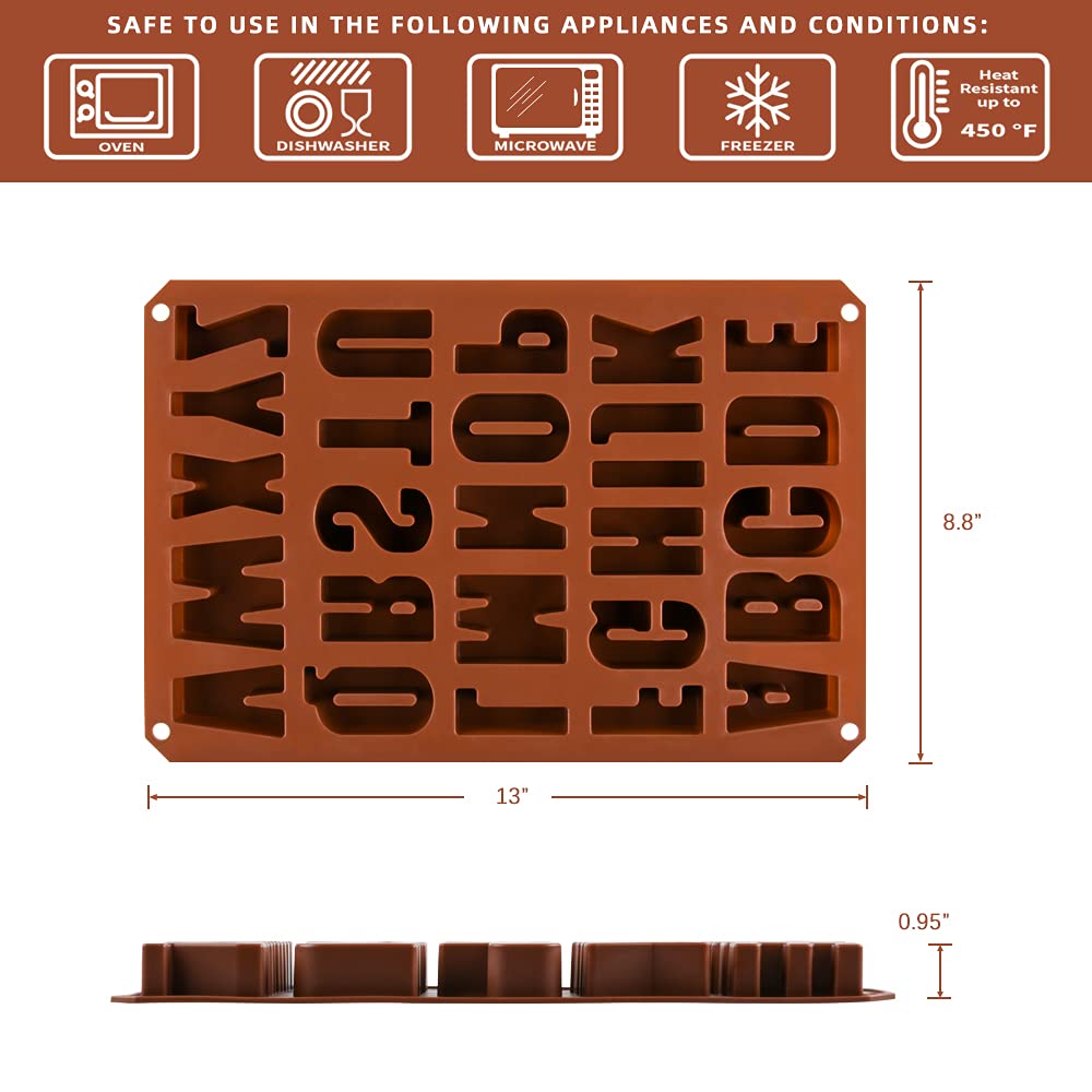 26 Cavities Large Letter Molds Silicone Alphabet Mold For Crayon, Resin, Chocolate, Candy, Wax, Cake Baking Decor (1)