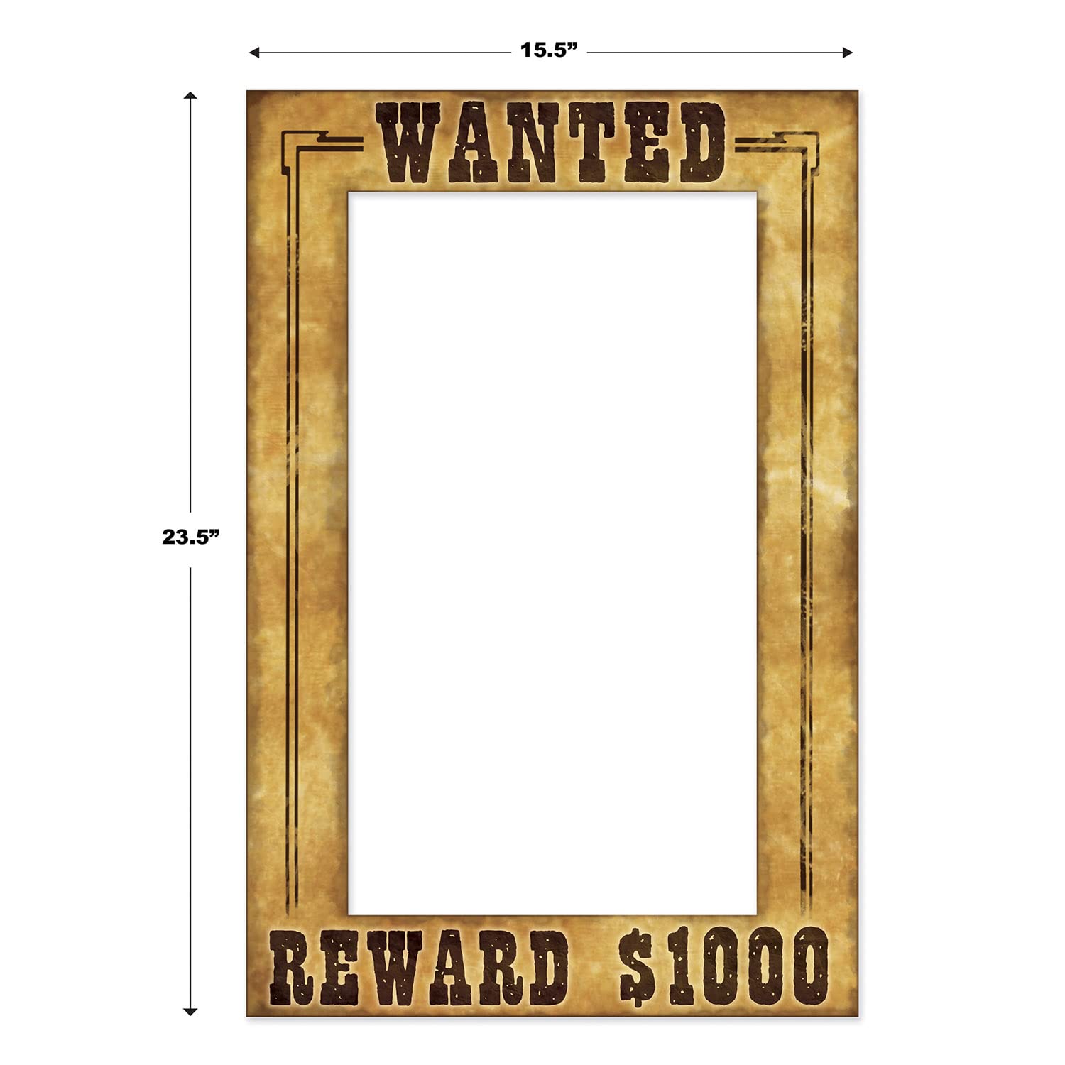 Beistle 2-Piece Western Wanted Photo Booth Selfie Frames, Wild West Cowboy Western Photo Op Props, Saloon Themed Party Supplies,