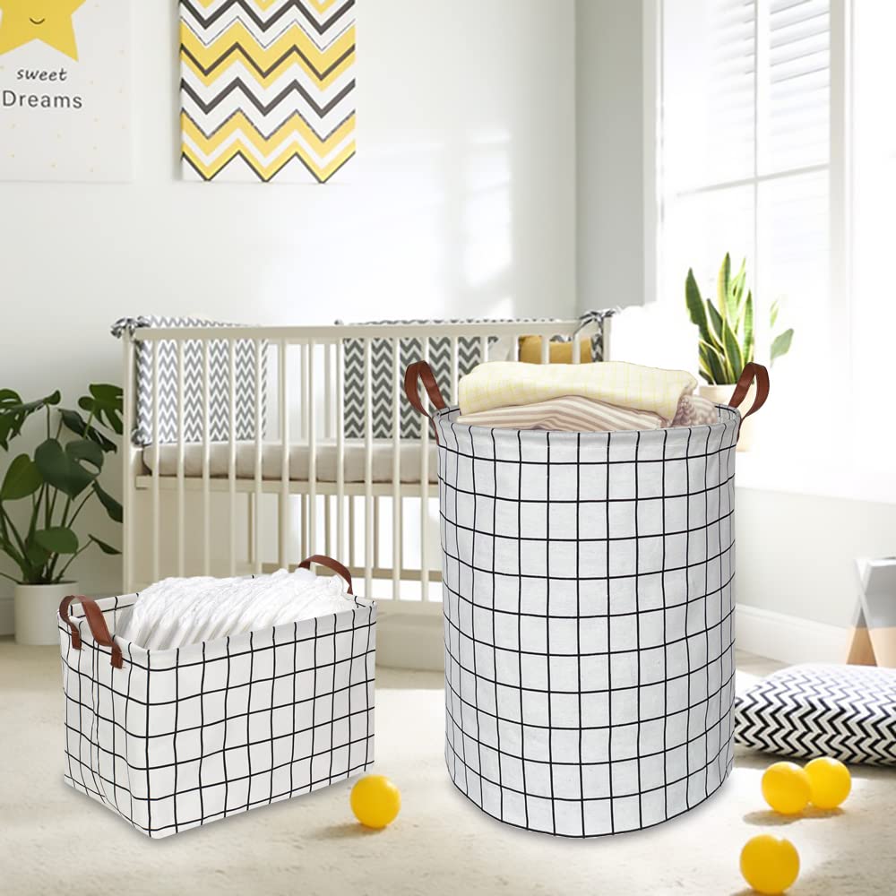 CLOCOR Rectangular Storage Basket, Collapsible Cute Pattern Storage Bin, Waterproof Coating Storage Box with Handles for Home Or