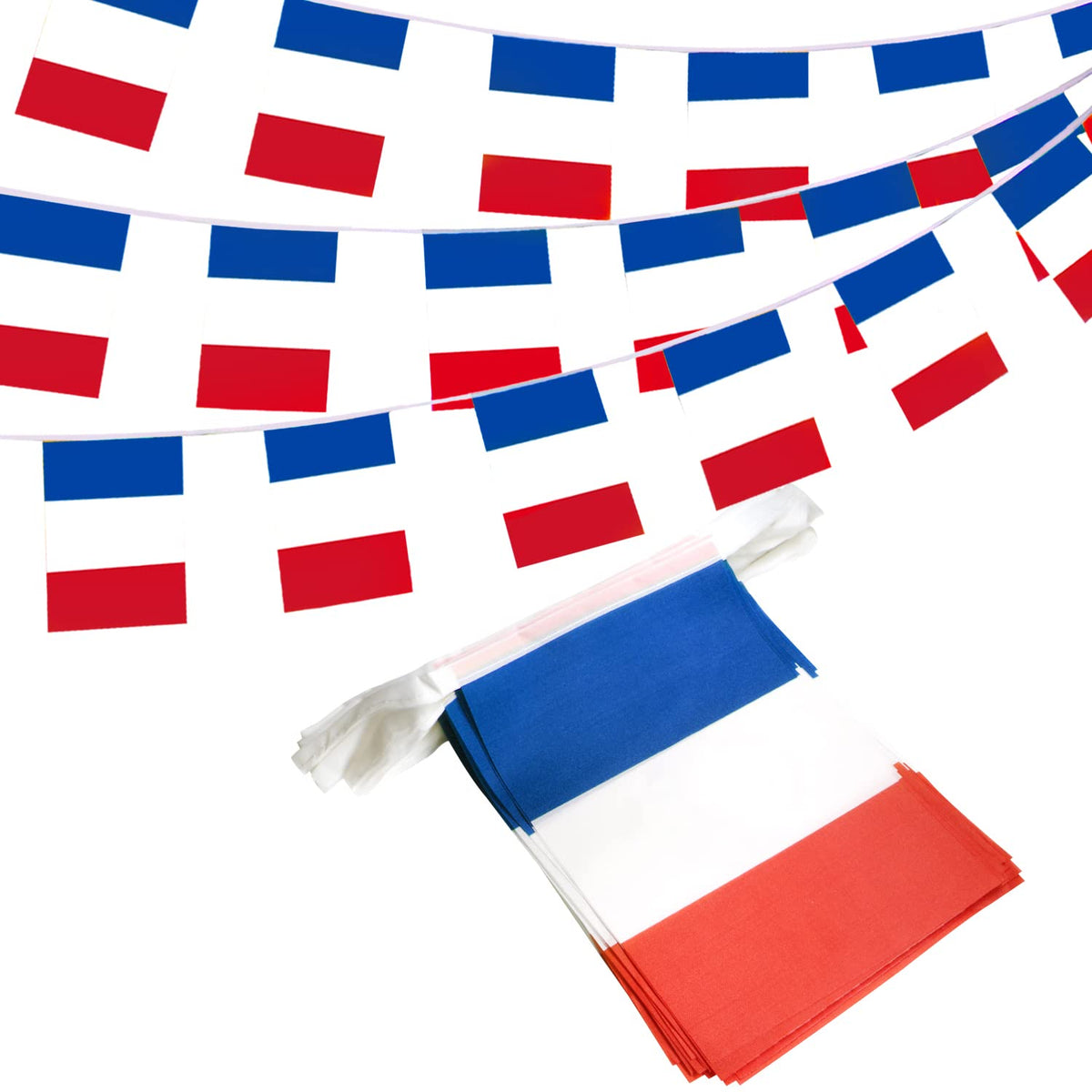 Anley France String Flag Pennant Banners, Patriotic Events 14Th Of July French Bastille Day Decoration Sports Bars - 33 Feet 38