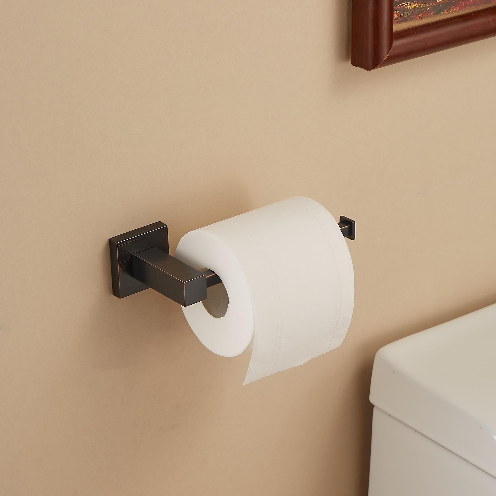 BigBig Home Bronze Toilet Paper Holder  Toilet Tissue Holder Wall Mounted  Toilet Roll Holder for Bathroom Wall Oil Rubbed Black Bathroom Hardware Set Square