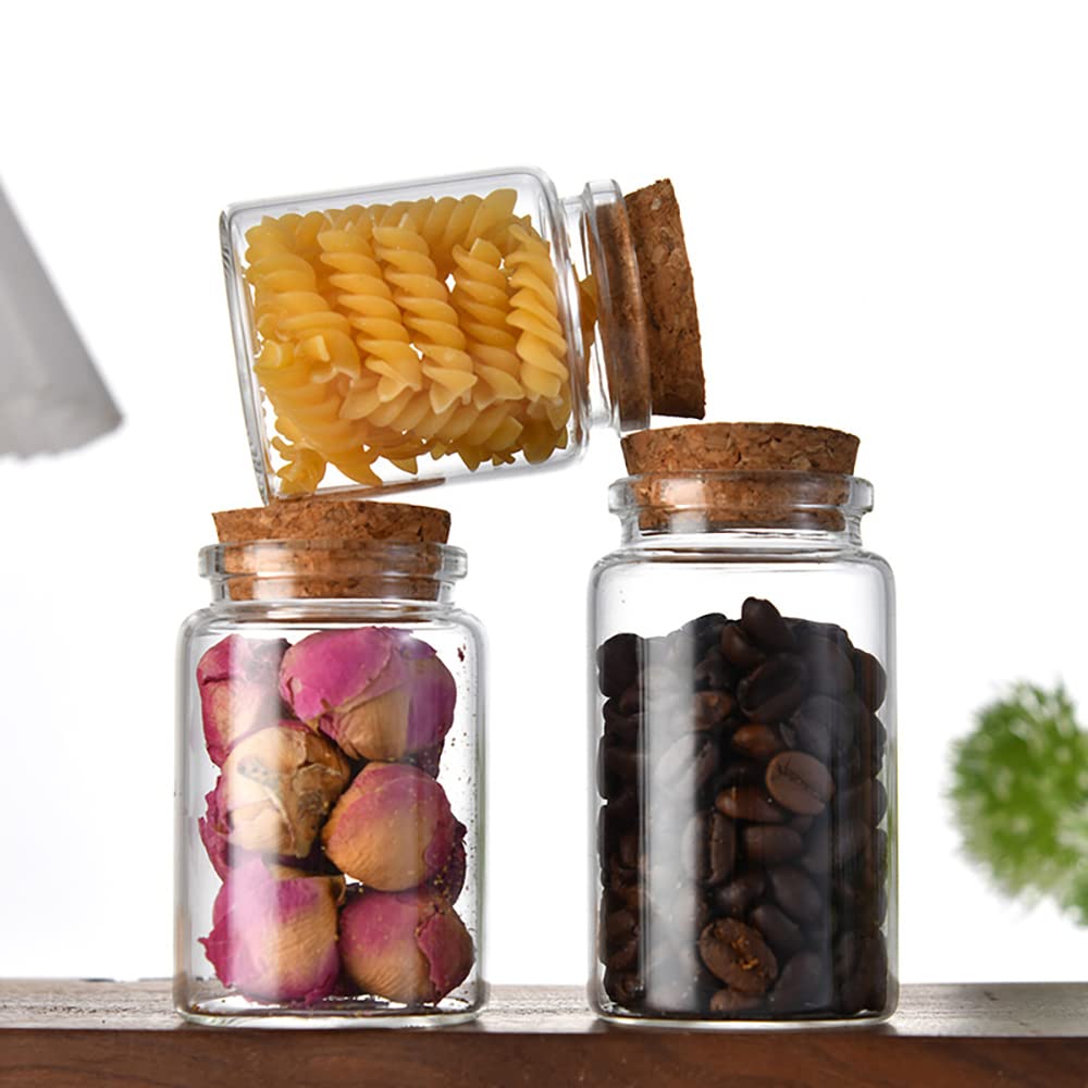 Danmu 50ml Mini Glass Bottles, Small Jars with Wood Cork Stoppers, Message Bottles for Wedding Favors, Baby Shower Favors, DIY C