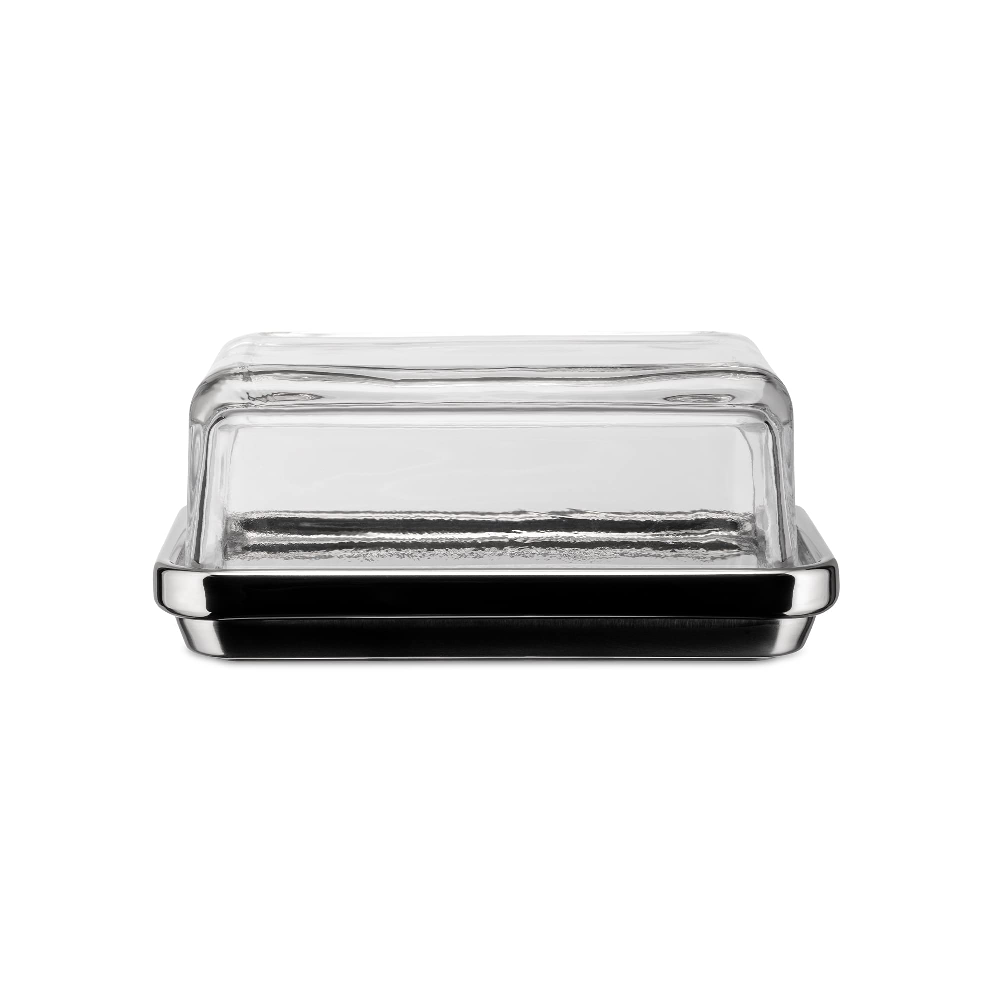 Alessi Es03-Design Butter Dish With Lid Glass, Mirror Polished, Steel