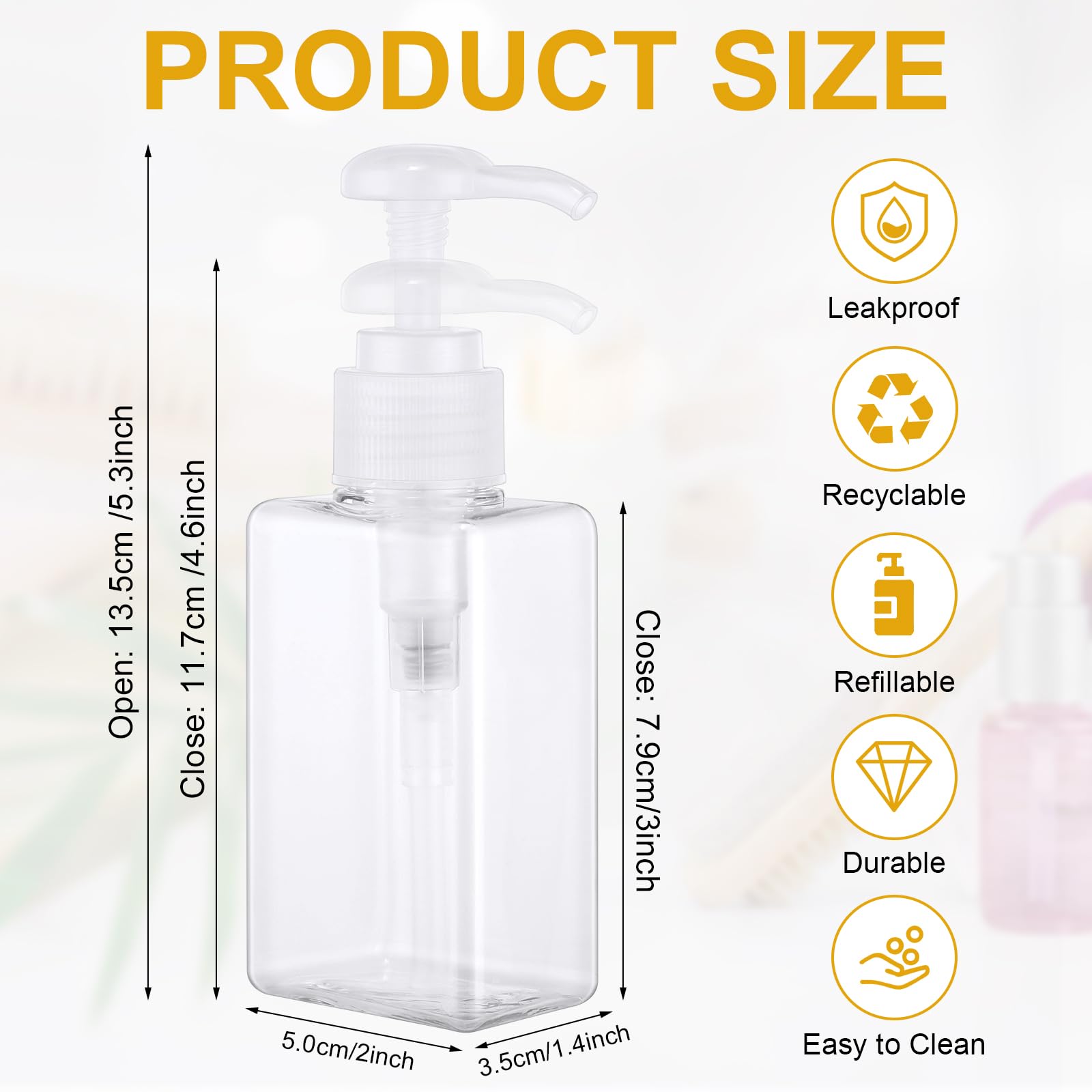 Domensi 24 Pcs 100Ml /3.4 Oz Pump Bottle Mini Travel Bottles Small Dispenser Bottles Plastic Pump Lotion Dispenser Empty Bottle