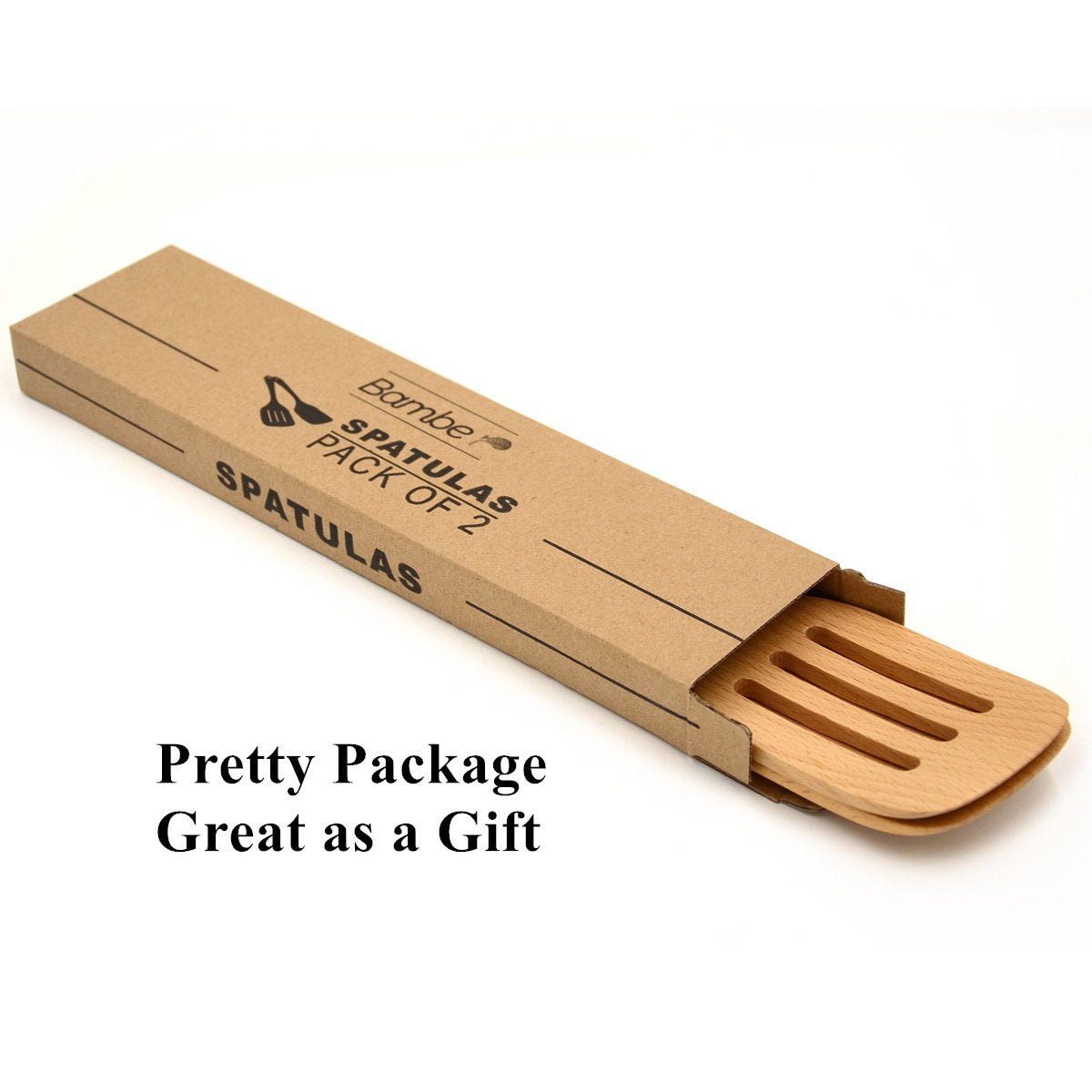 Bamber Wooden Wok Spatula Set Wood Turner For Non Stick Cookware, Pack Of 2