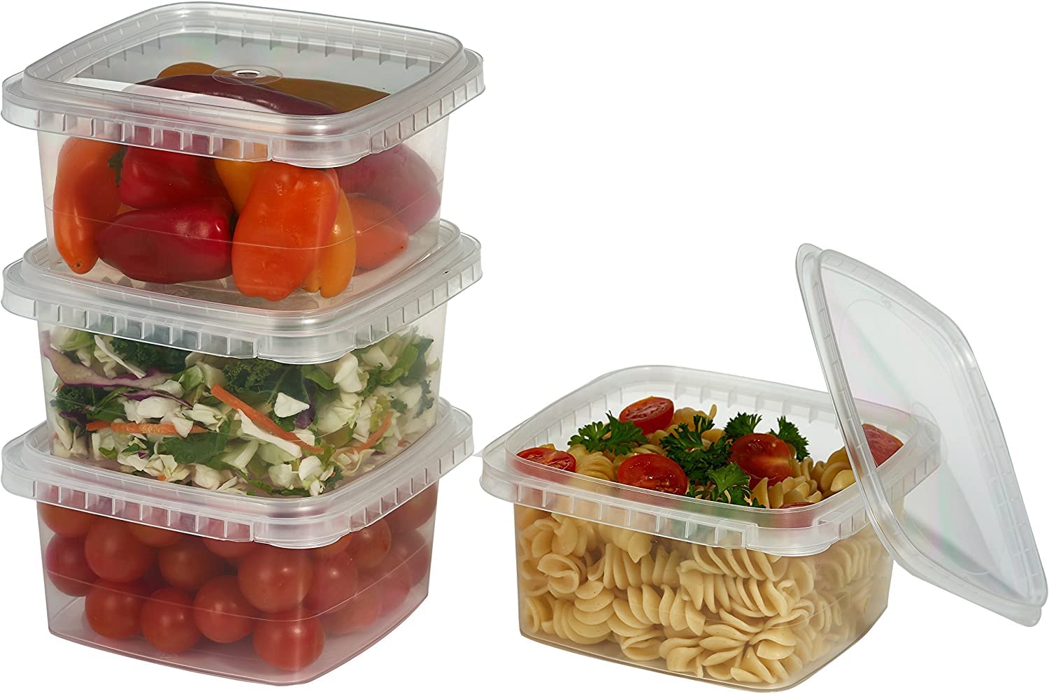 Plastic Deli Containers With Lids 32 Oz- 25 Pack- Square Clear Plastic Containers- Tamper-Proof Bpa-Free Take Away Food Containe