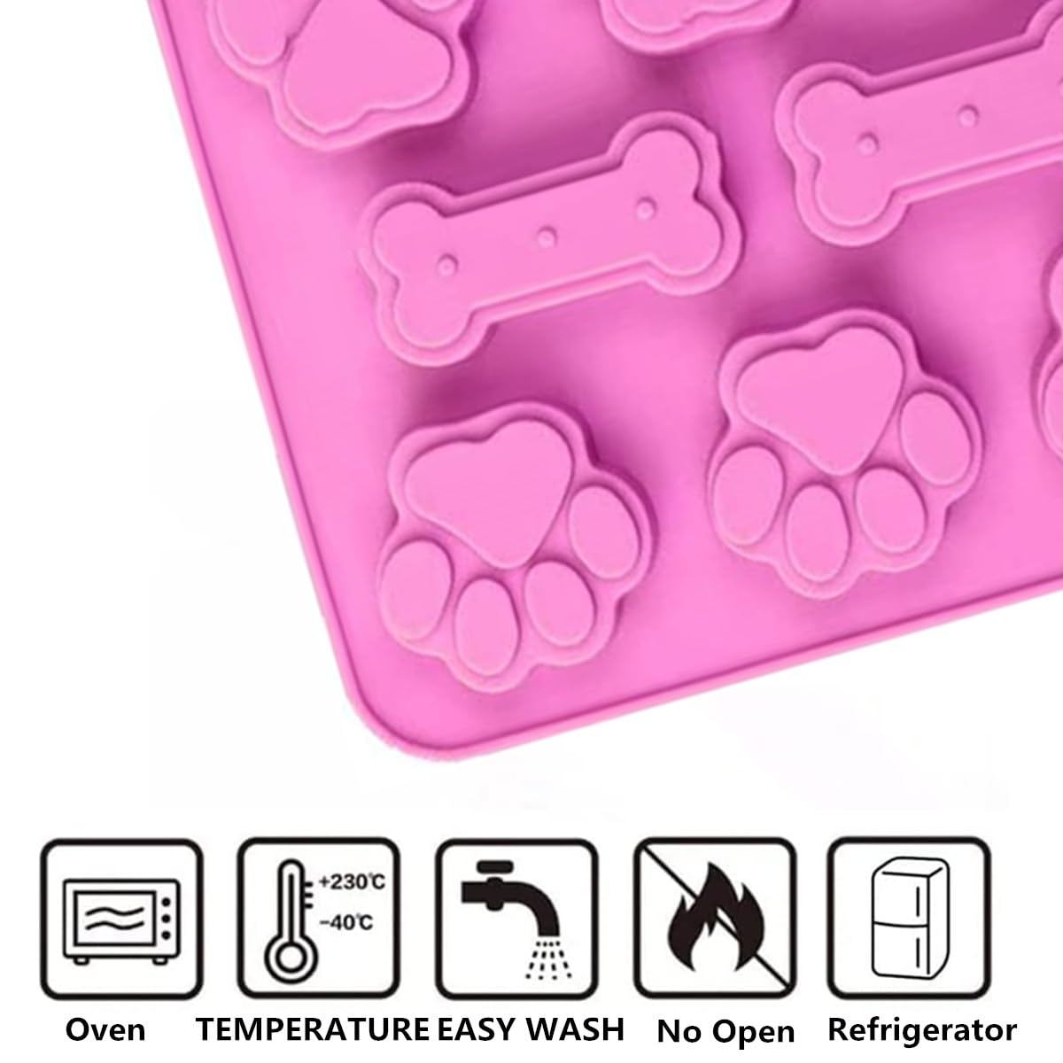Reizbrto 2 Pack Food Grade Silicone Molds Paw And Bone Mold Frozen Dog Treat Molds For Baking Ice Cubes Candy Dog Treats