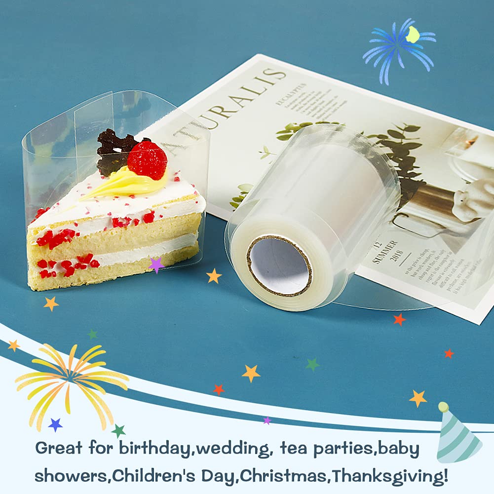 YQL Cake Collar 2.4 Inch  Acetate Cake Collar Roll DIY Acetate Sheet Baking Transparent Mousse Cake Sheets Surrounding Edge Clear Cake Strips for Baking Decorate  Chocolate Mousse Cake(2.4x394 Inch)