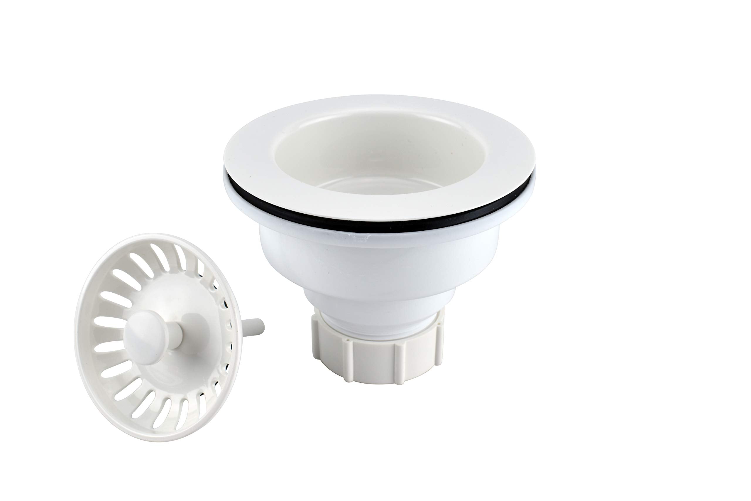 Plumb Pak K1442Wh Deep Cup Plastic Sink Strainer With Fixed Post Basket, White