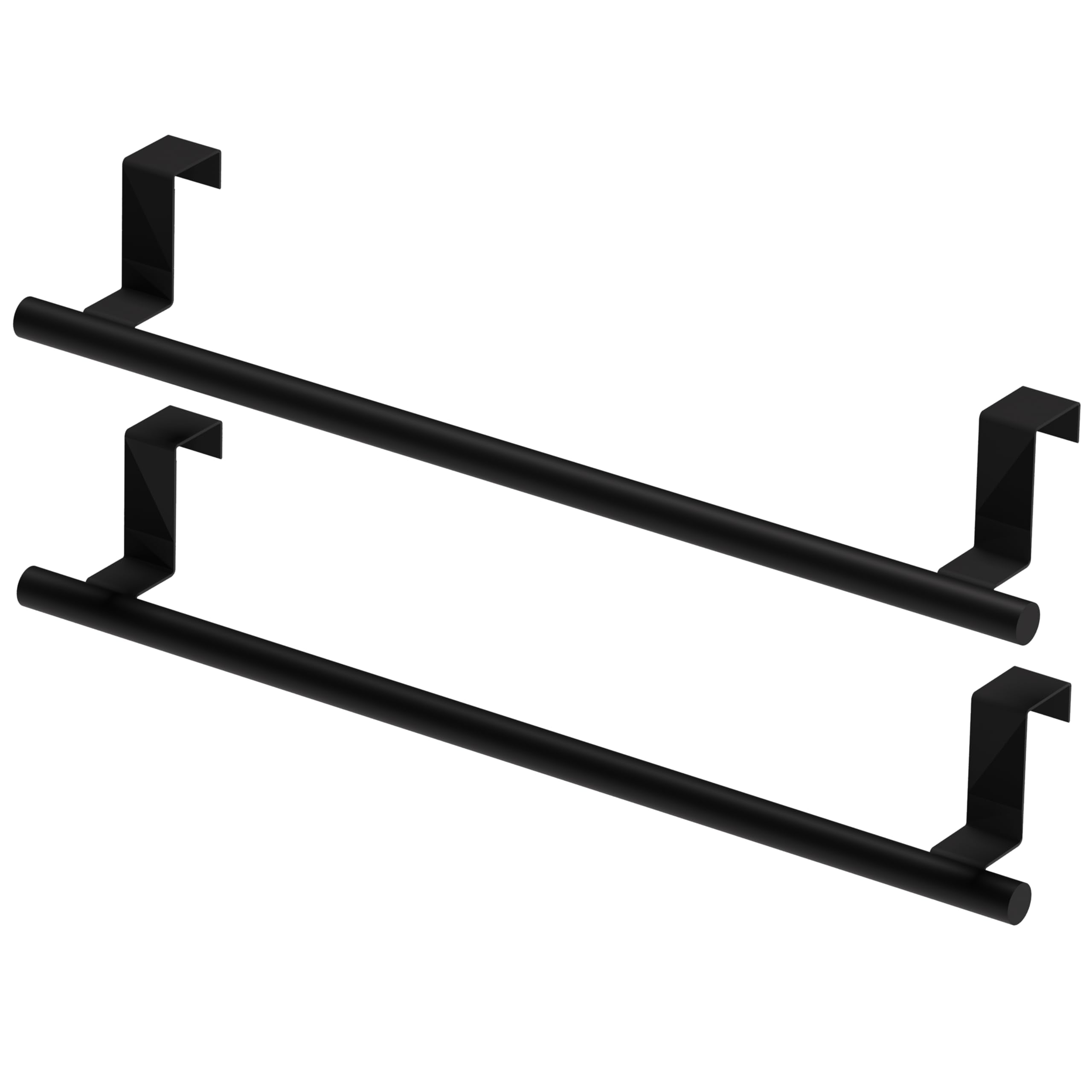 Qflushor Over Cabinet Towel Bar, 14' Stainless Steel Dish Towel Holder For Cabinet Door, Black, 2 Pack