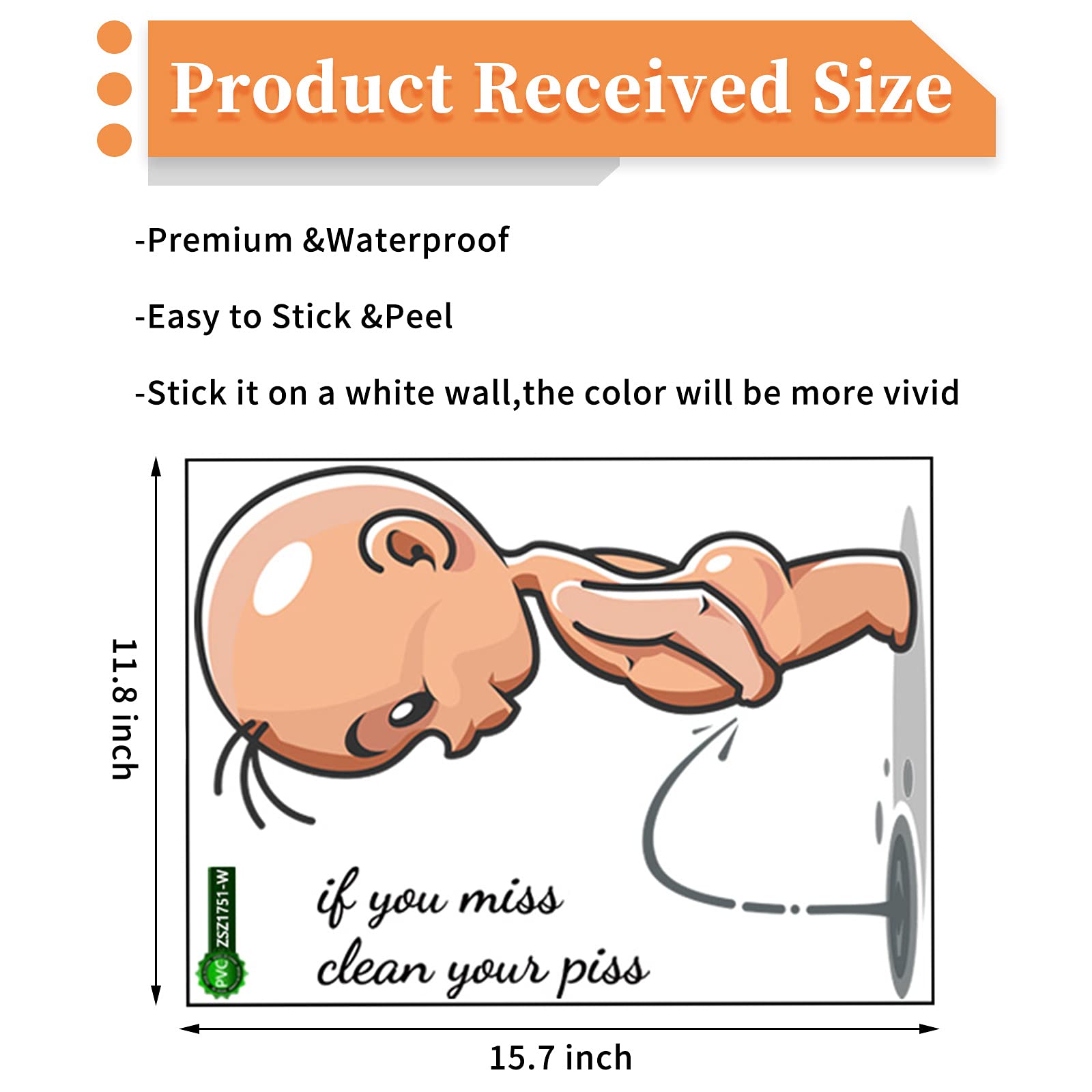 Cartoon Villain Toilet Stickers, Clean Your Piss Funny Decals, Waterproof Vinyl Wall Art Sign Decor, Removable Toilet Seat Quote