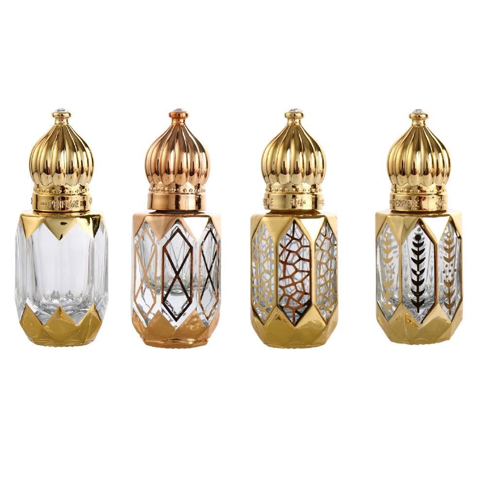 Kopida 4pcs 6ml Essential Oil Roller Bottles, Vintage Metal Perfume Bottles, Glass Empty Refillable Fragrance Essential Oil Glas