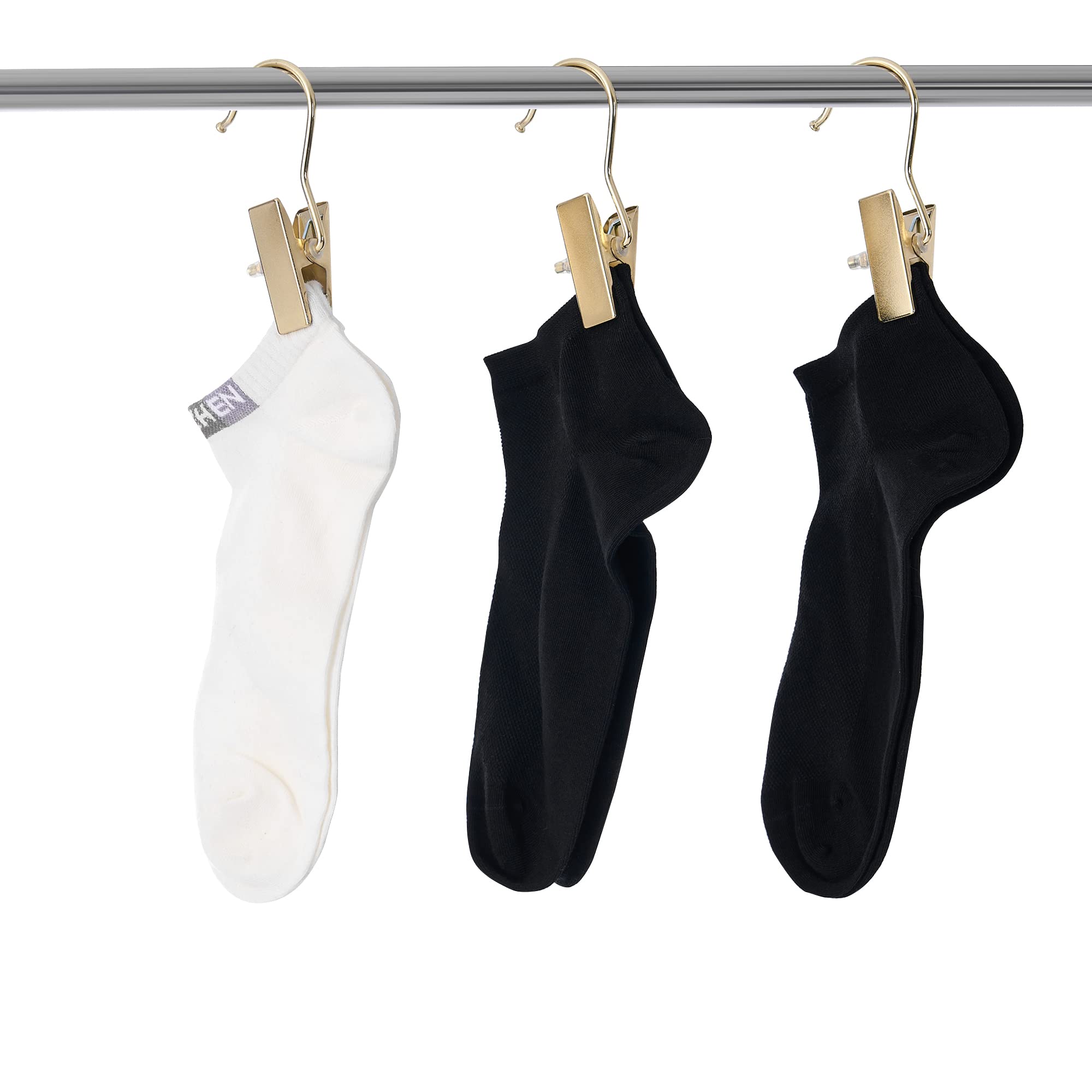 Bewishome 30 Pcs Gold Boot Hangers For Closet, Laundry Hooks With Clips, Boot Hanging Hold Clip, Clothes Pins, Space Saving Port