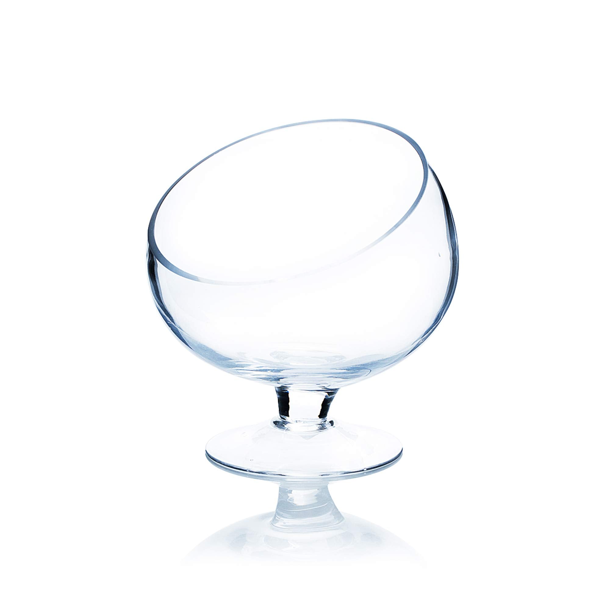 WGV Slant Cut Bowl Glass Vase with Stand, Width 8.25, Height 8.75, Clear Planter Terrarium, Candy Dish, Fruit Jar for Wedding Pa