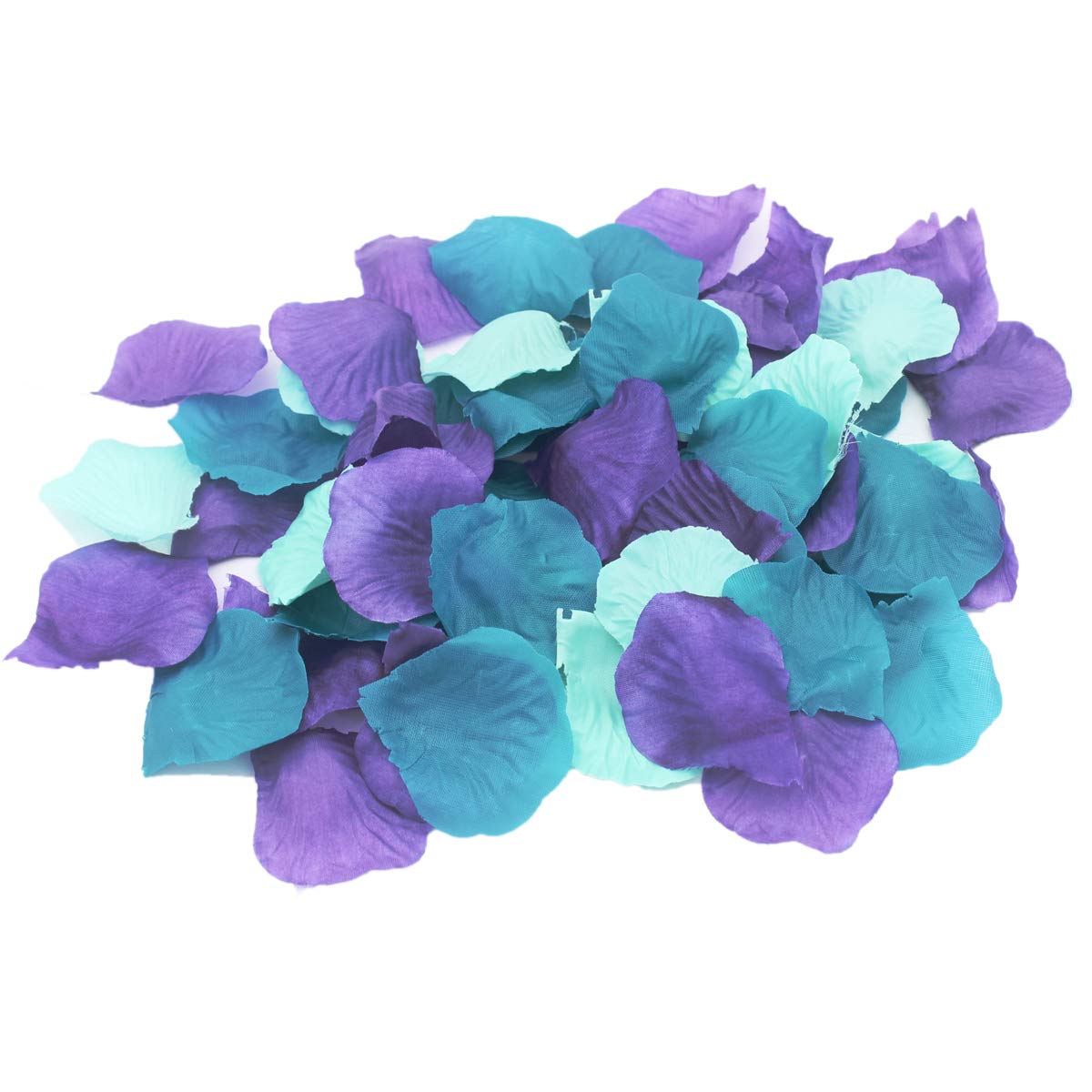 ALLHEARTDESIRES 900 Pack Mixed Purple Mint Teal Silk Artificial Flower Petals for Wedding Centerpieces Under The Sea Mermaid Bab