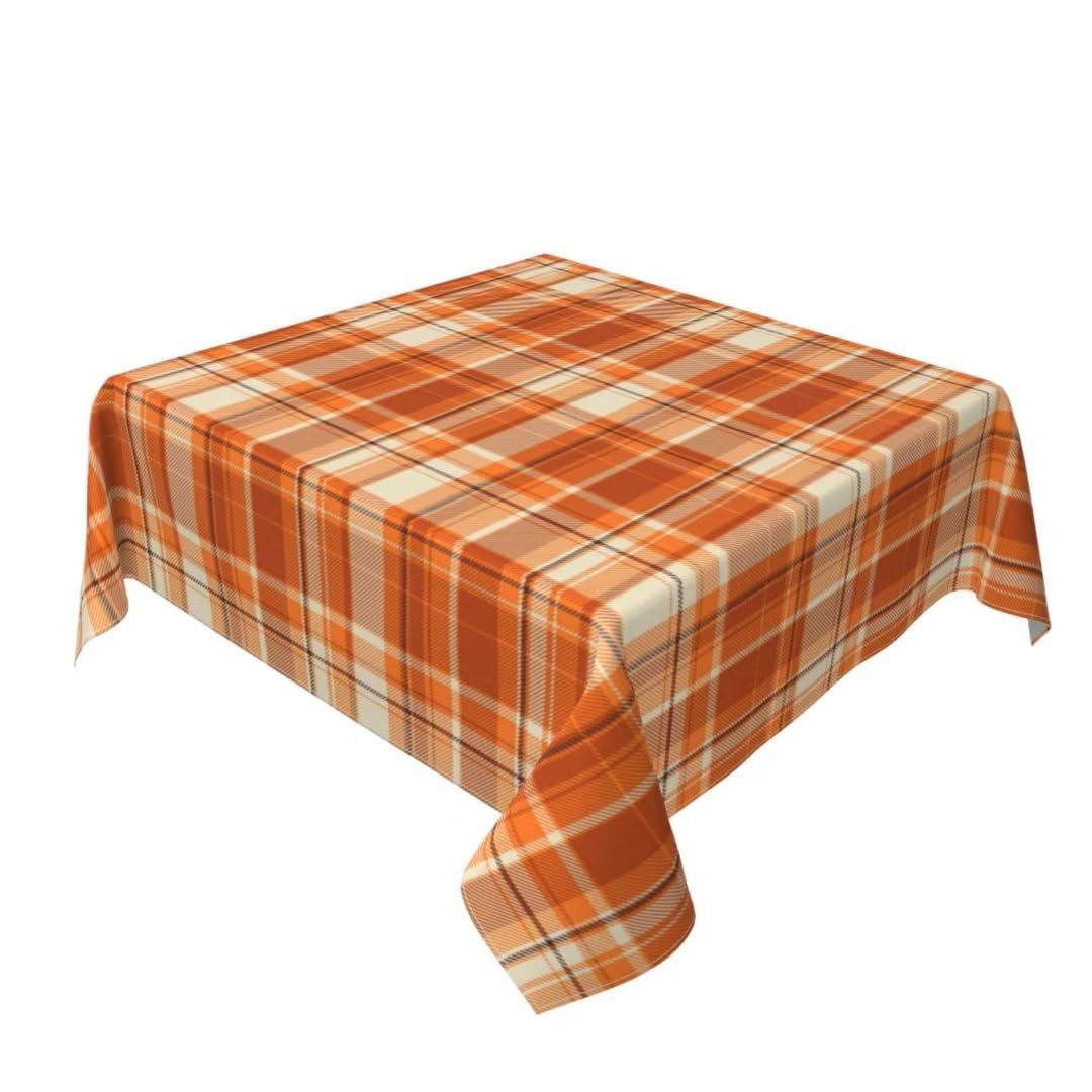 BETGINY Fall Tablecloth 60x60 Inch Square Autumn Thanksgiving Plaid Table Cloth Wrinkle Resistant Rustic Tablecloth for Holiday 
