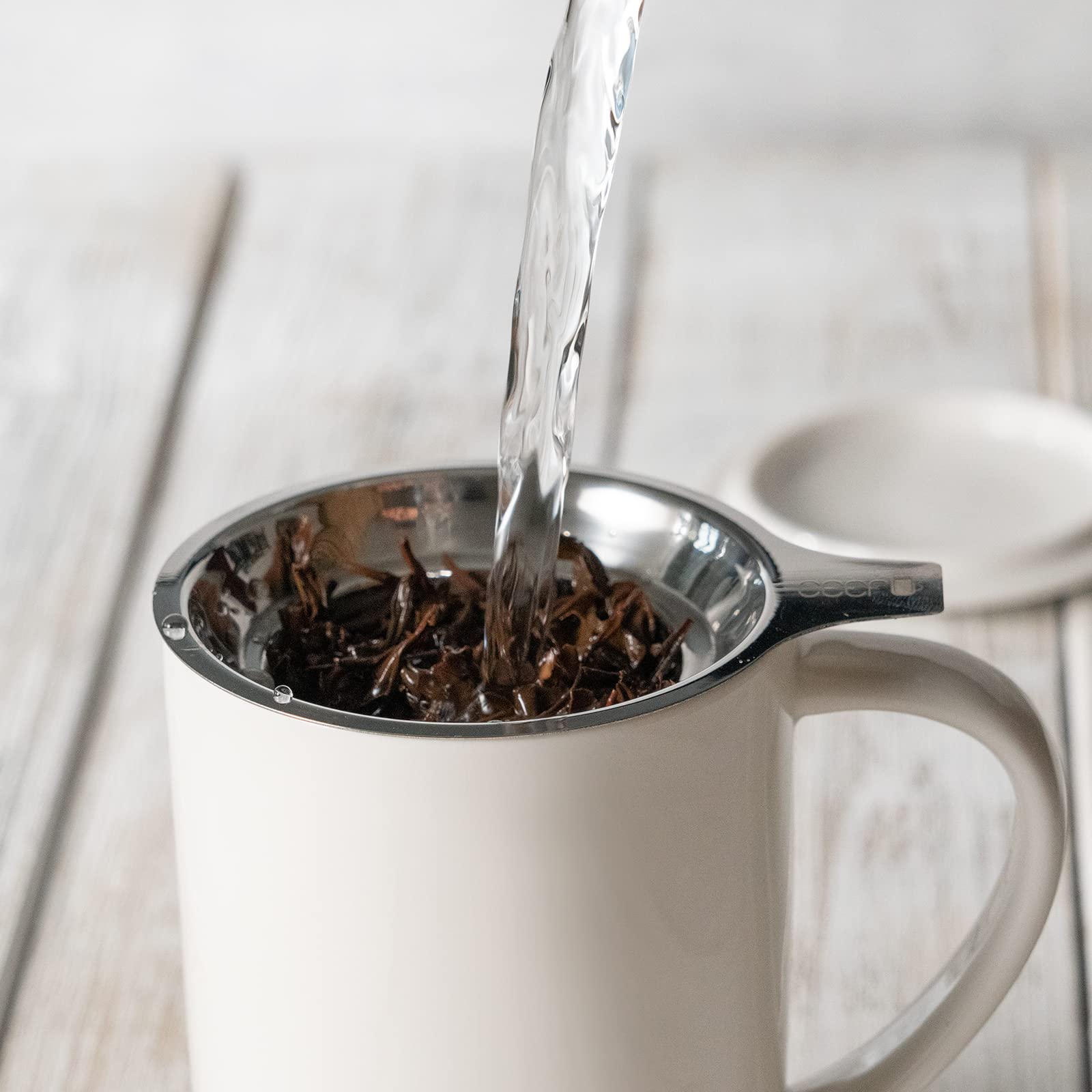 Ceefu Porcelain Tea Mug With Infuser And Lid, With Filter And Coaster, Loose Leaf Tea Cup Steeper Maker, 16 Oz For Tea/Coffee/Mi