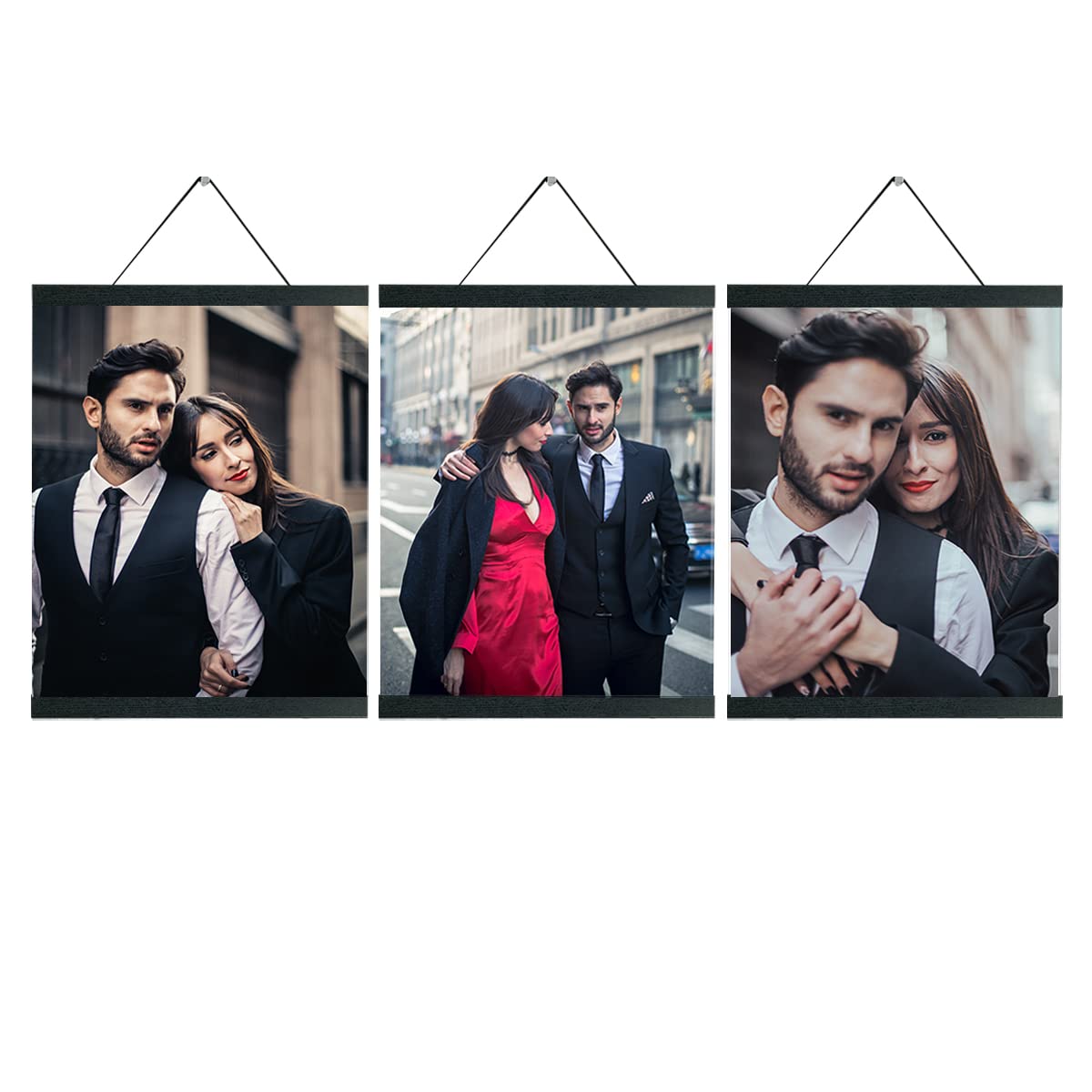 Yk Artwood 3 Pack Magnetic Poster Hanger 10 Inch Black, 10X12 10X16 10X14 Poster Frame Wood Wooden Magnet Print Posters Dowel Sc