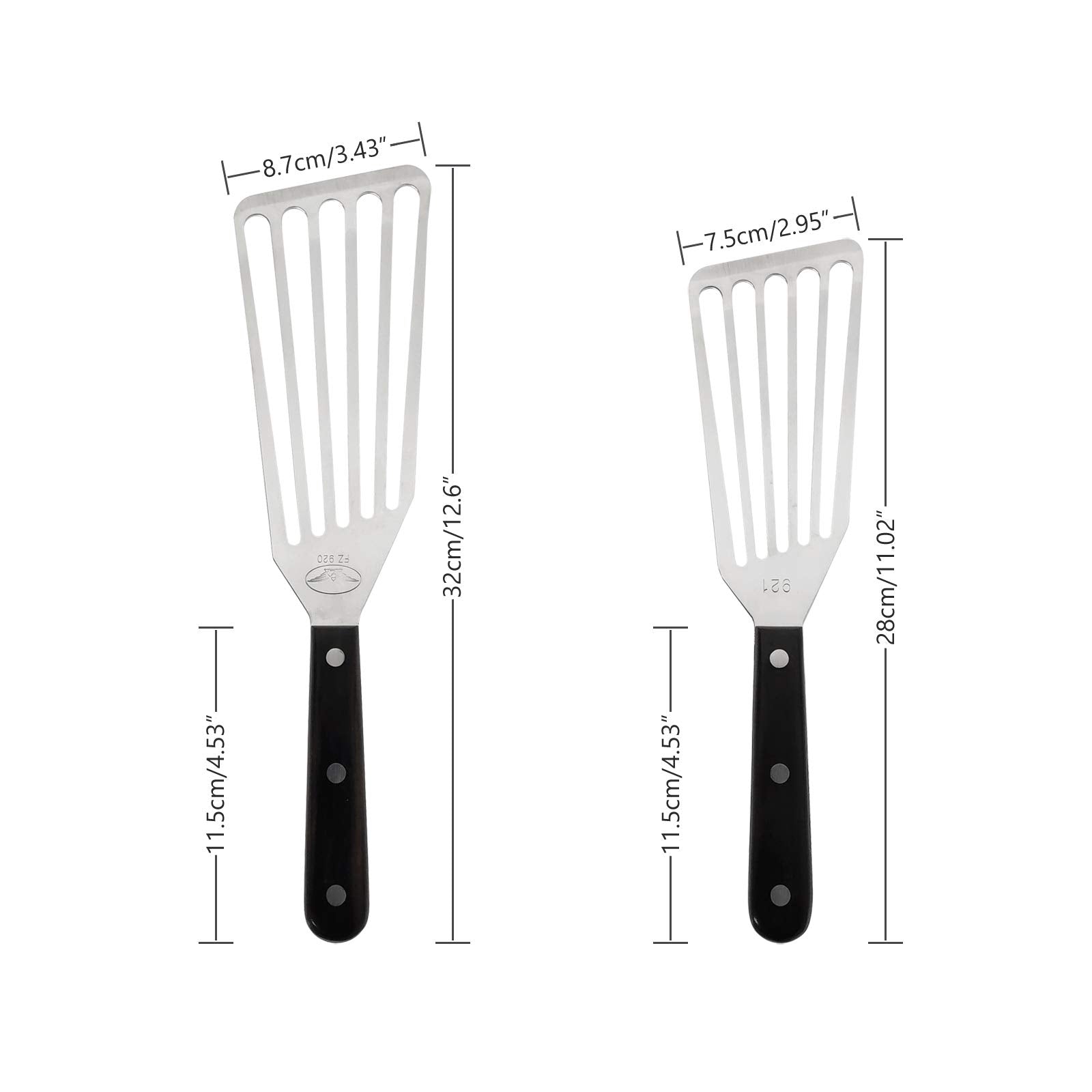 Fish Spatula, 2 Pack Stainless Steel Metal Spatula, Slotted Spatulas For Cooking, Flipping, Turning, Frying And Grilling