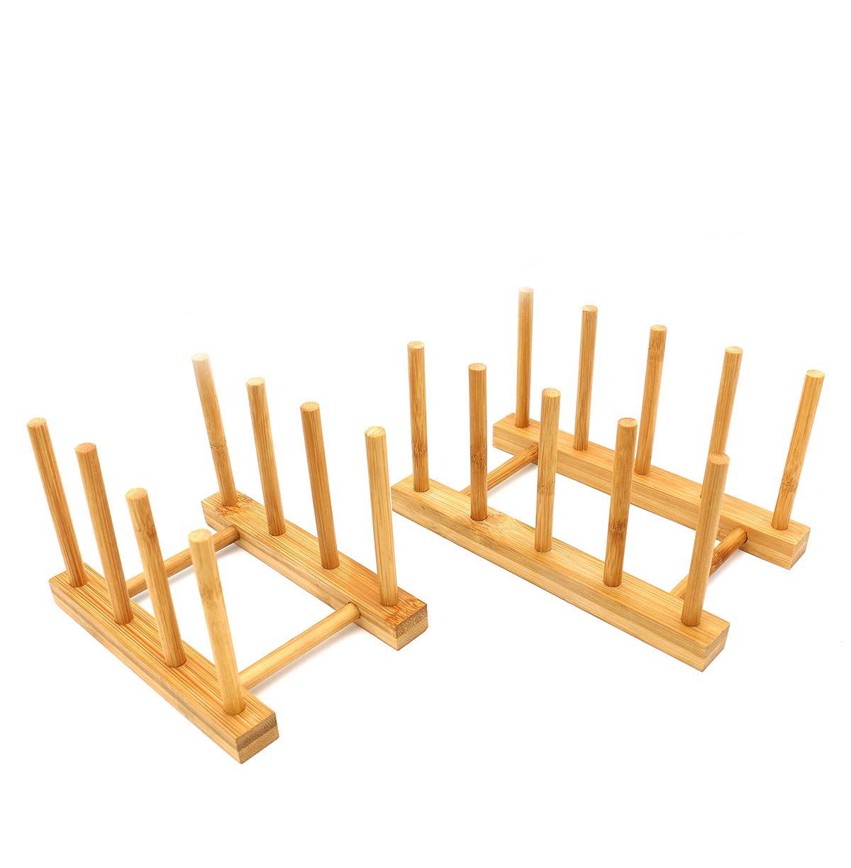 Castuvy 2 Pcs Household Kitchen Natural Bamboo Drain Dish Rack, Multifunctional Cup And Book Storage Rack, 8''(L) X 4.5''(W) X 4