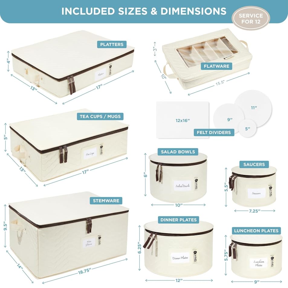 Hard Shell China Storage Containers 8-Piece Set Moving Boxes for Dinnerware, Glasses, Plates, Mugs and Saucers Sturdy Dish Organ