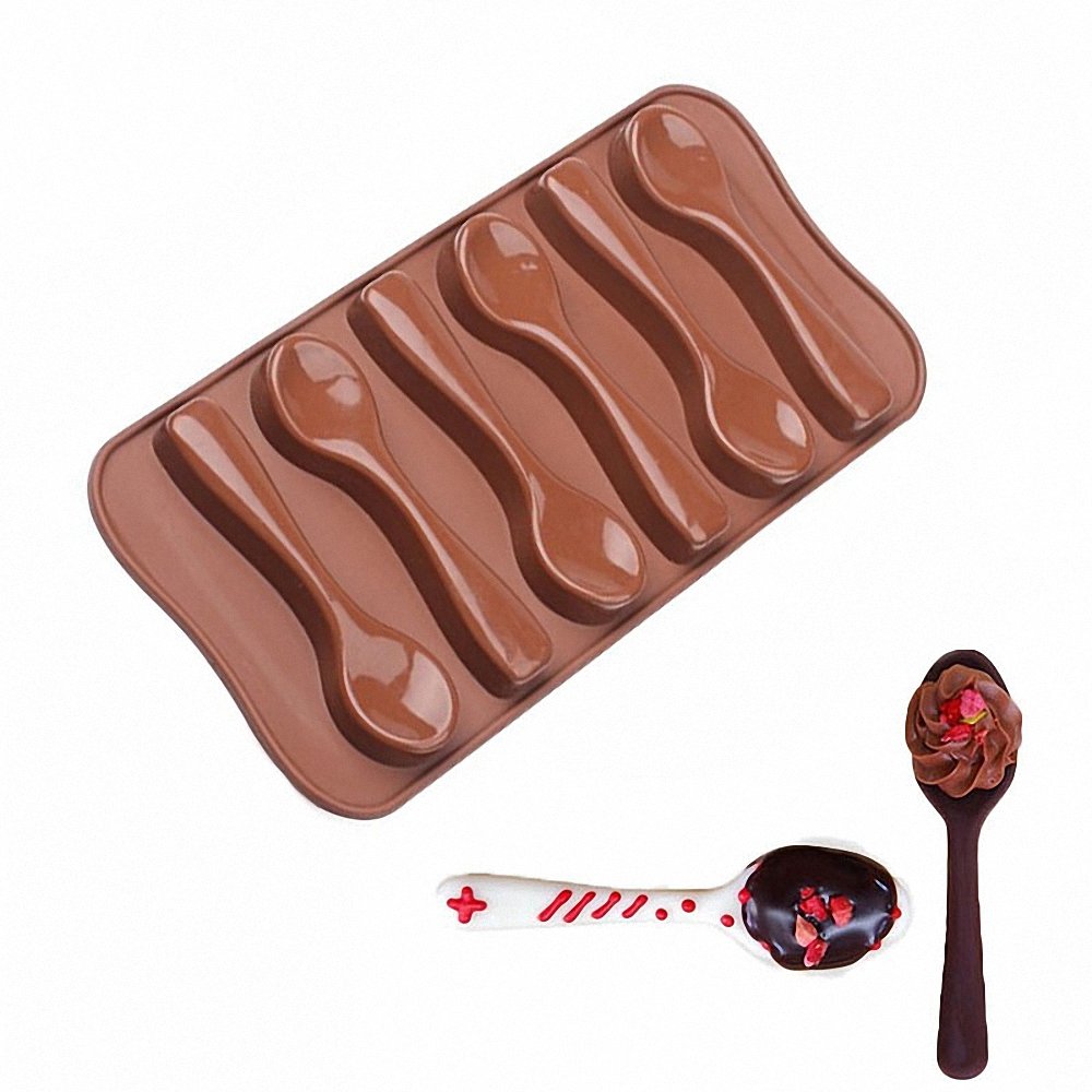 3-Pack Spoon Chocolate Molds - Moldfun Small Oven Safe Spoon Silicone Mold For Peppermint Candy, Gummy, Cake Topper Decorating,
