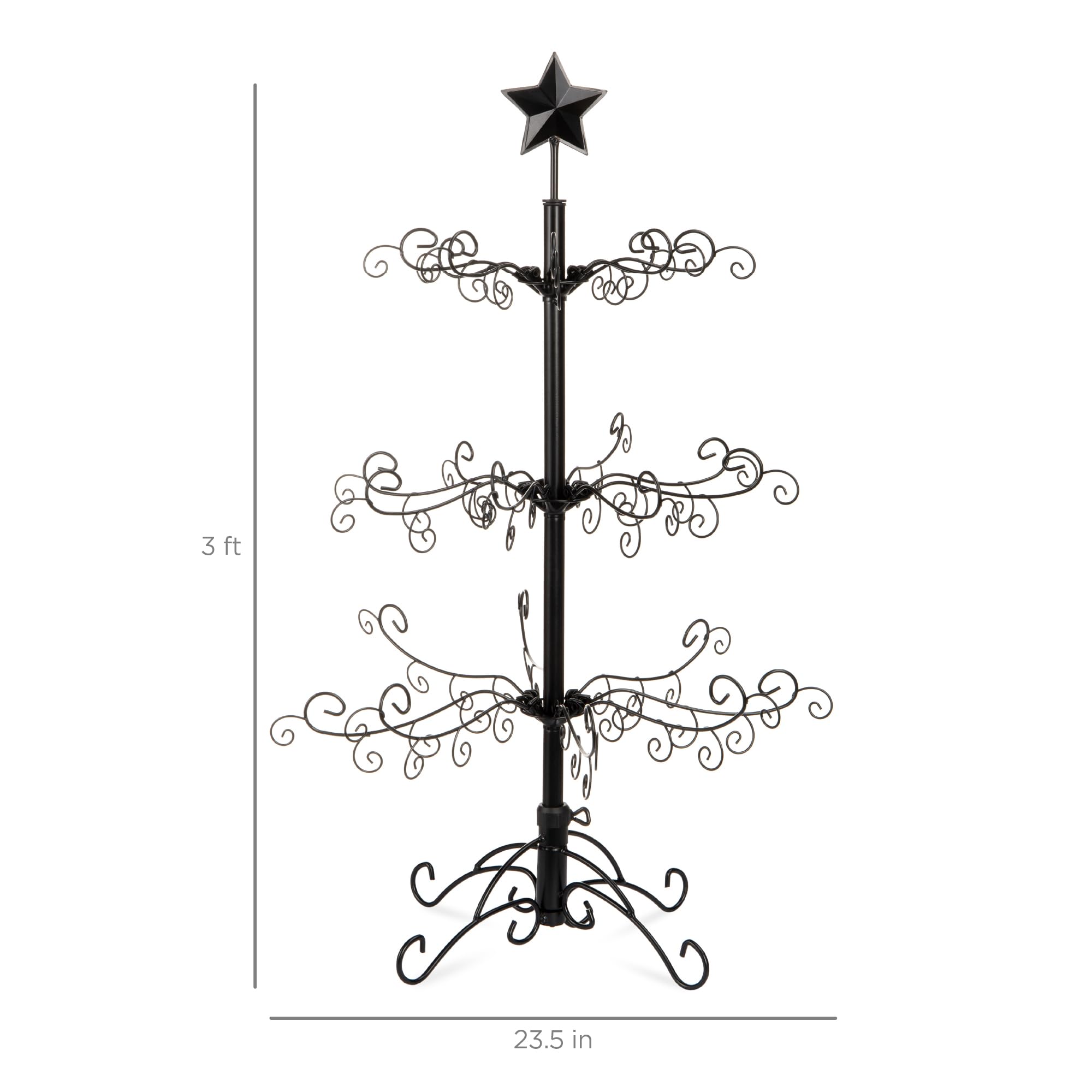 Best Choice Products 3ft Wrought Iron Ornament Display Christmas Tree w/Easy Assembly and Stand - Black