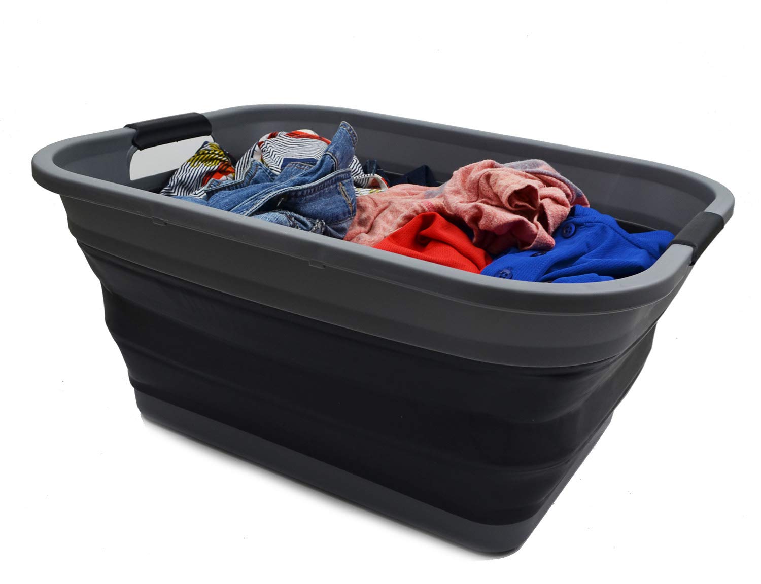 Sammart 41L (10.8 Gallon) Collapsible Plastic Laundry Basket - Foldable Pop Up Storage Container/Organizer - Portable Washing Tu
