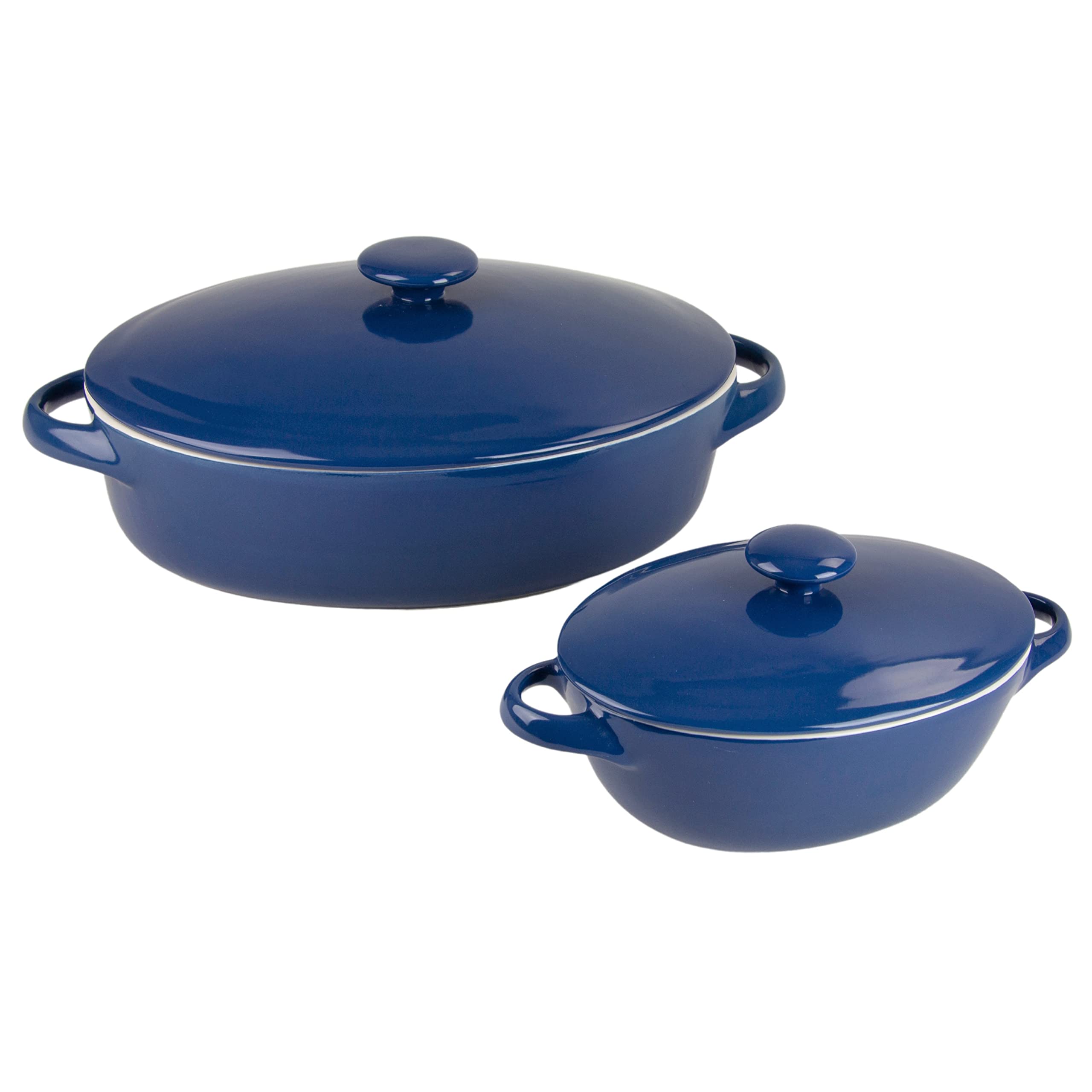10 Strawberry Street Sienna Covered Casserole 10 and 7 Bakeware Set, Blue