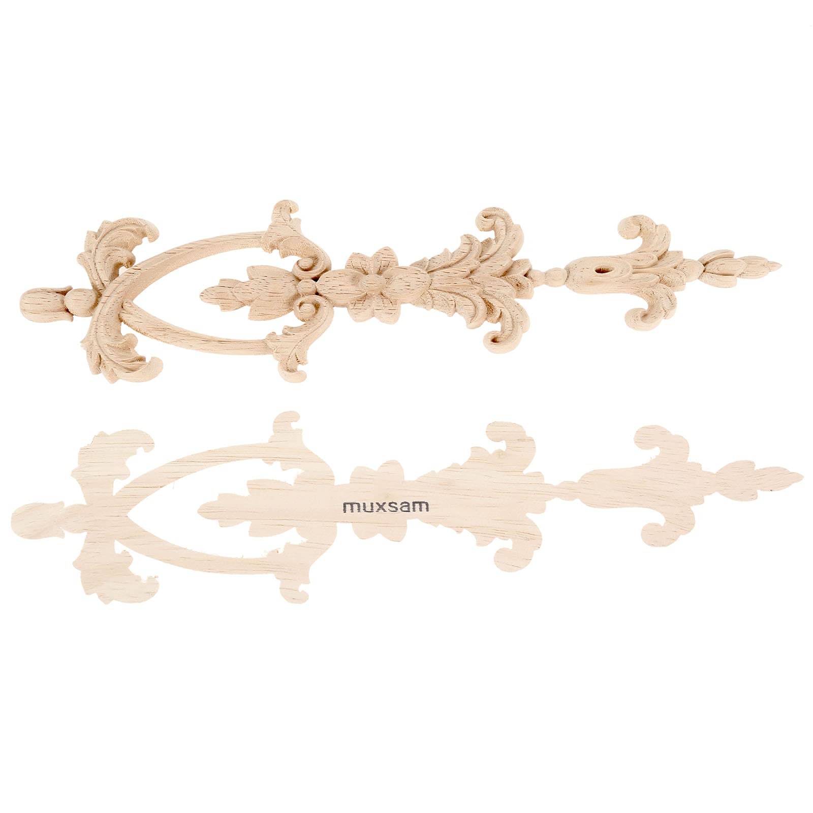 Muxsam Long Frame Onlays Appliques, Wood Carved Decals, 4-Pack Unpaint Wooden Carving Set For Wall Door Mirror Cabinet Dresser C