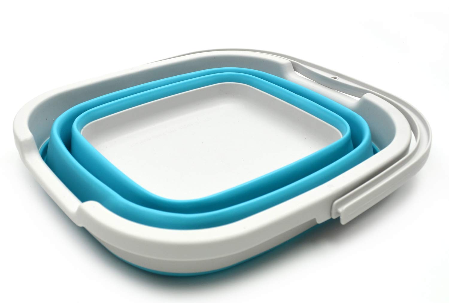 SAMMART 10L (2.6 Gallon) Collapsible Rectangular Handy Basket/Bucket (2  Grey/Bright Blue)