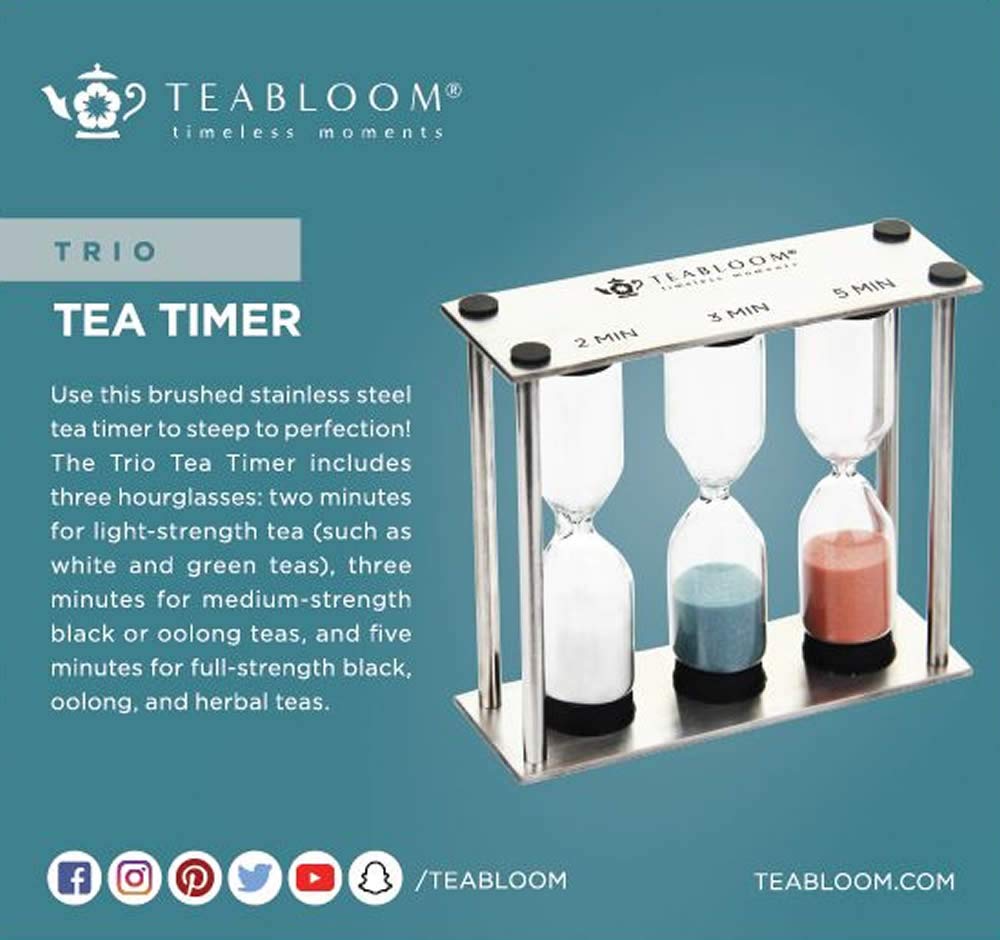 Teabloom Trio Tea Timer - Brew In 2/3/5 Minutes For Lgt/Mt Black/Oolong/Herbal Teas