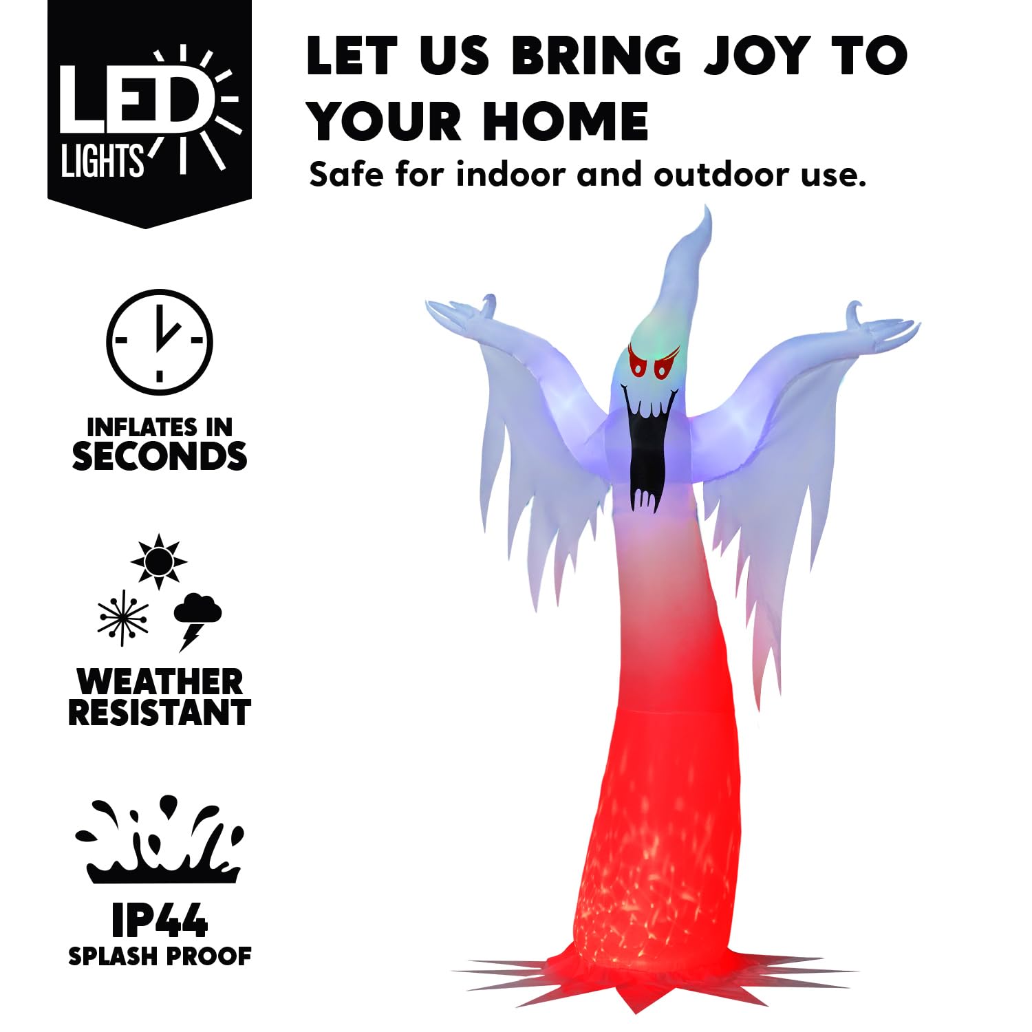 Joiedomi 12 FT Tall Halloween Inflatables Outdoor Decoration, Inflatable Ghost Decor Outdoor with Fire Flame Light, Blow Up Ghos