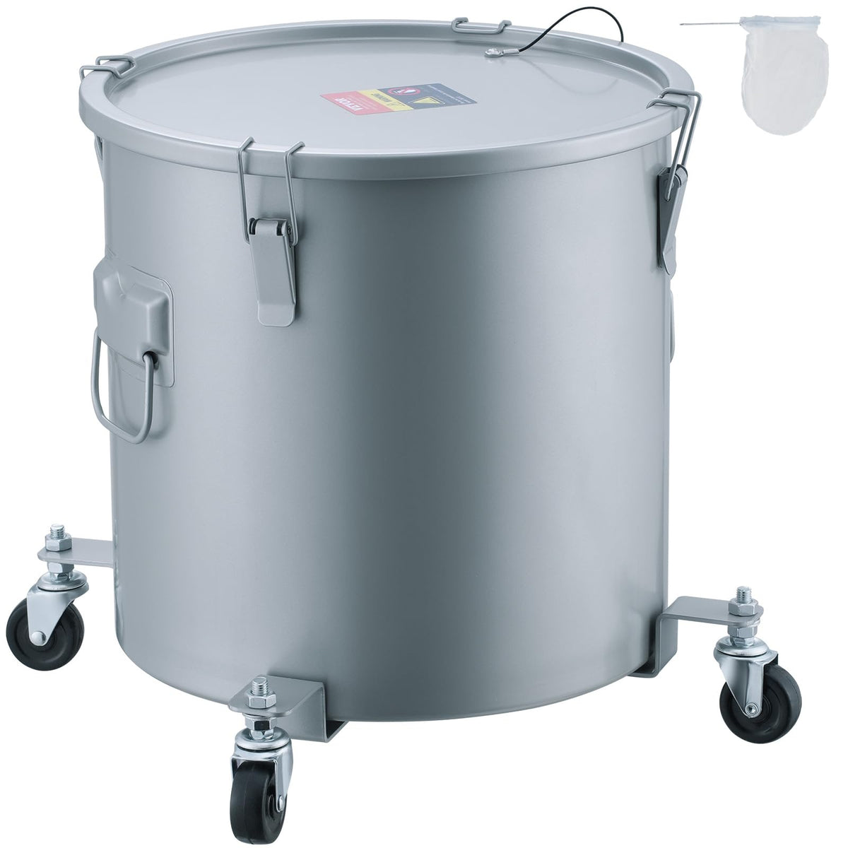 Vevor Fryer Grease Bucket, 10 Gal Oil Disposal Caddy With Caster Base, Carbon Steel Rust-Proof Coating, Oil Transport Container