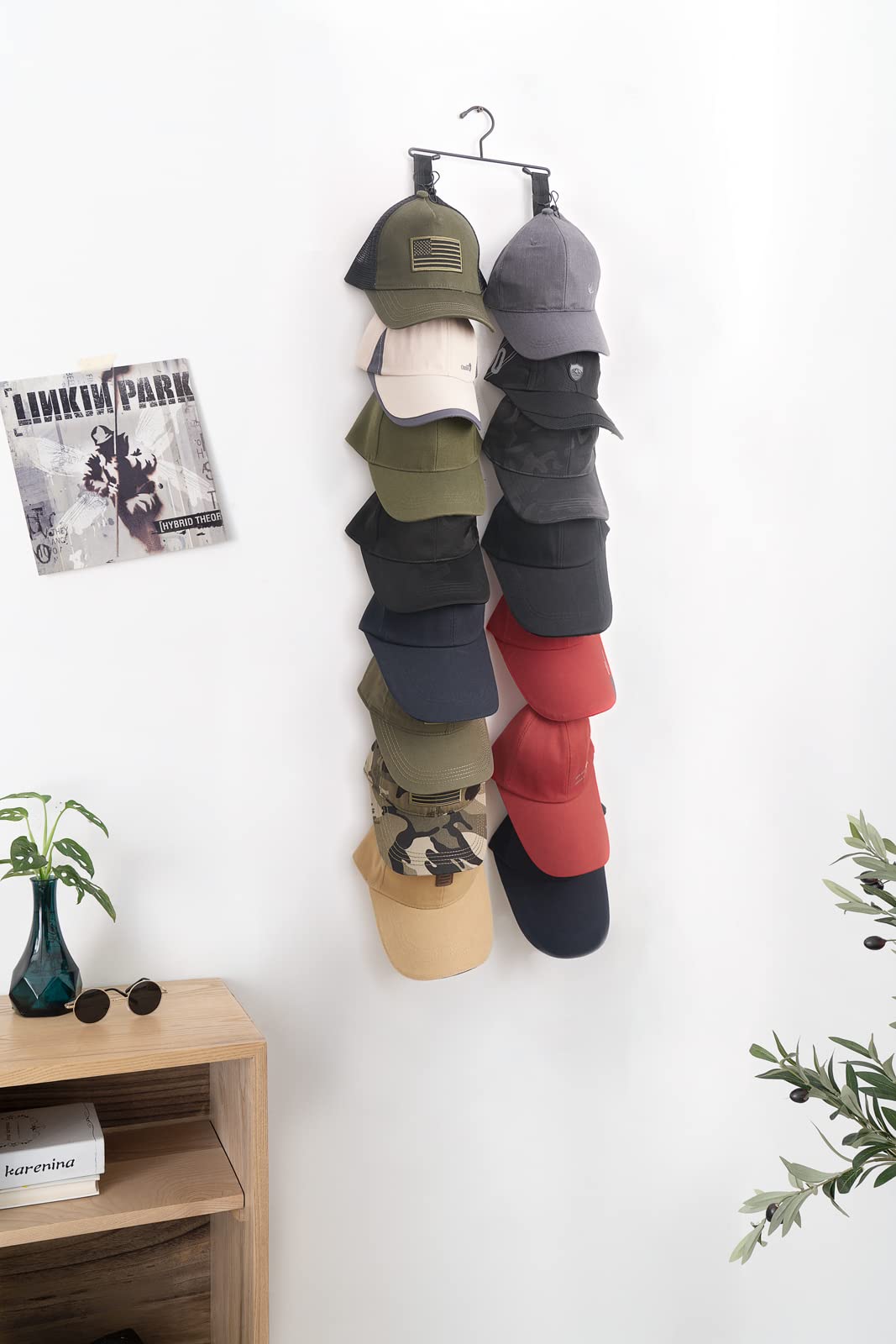 Mkono Closet Storage Rack Baseball Cap Keeper Hanger With 16 Hooks Modern Multifunctional Organizer For Door And Wall Fit Most H